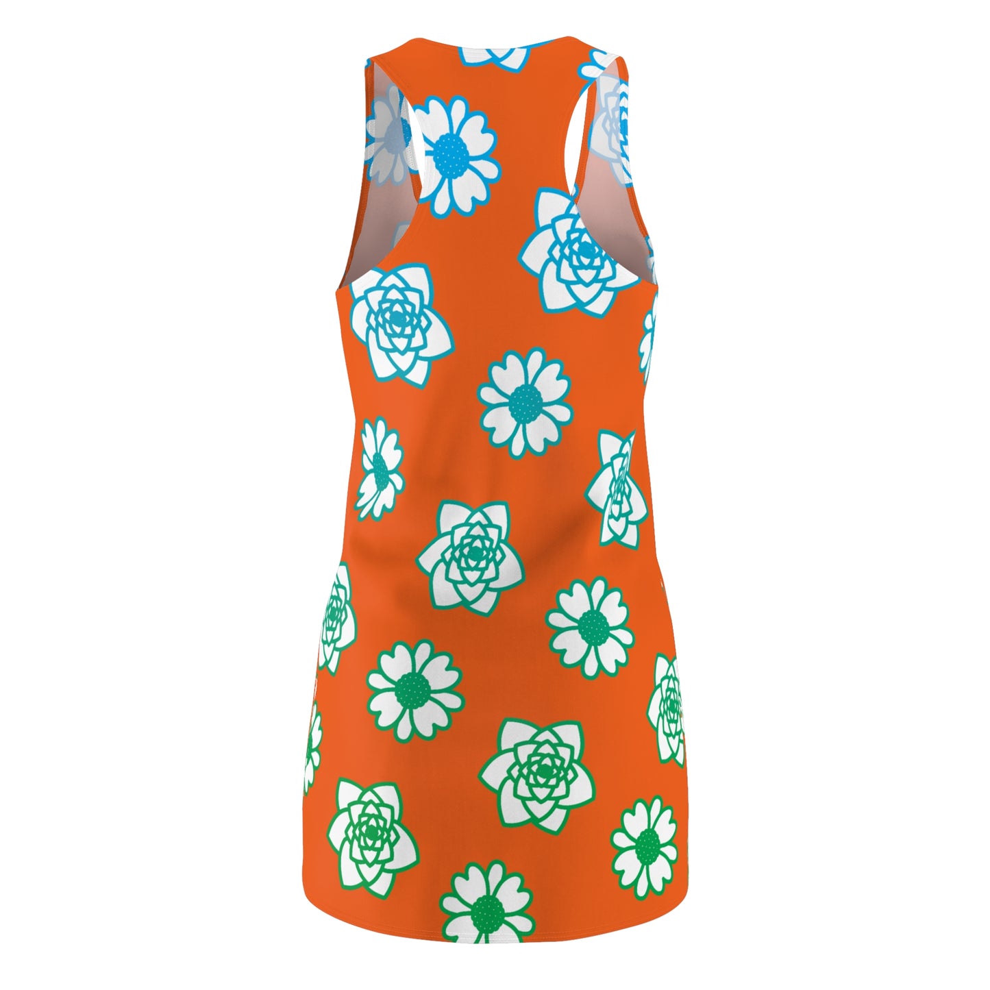 Racerback Kleid Orange mit grünem Blumenmuster Sommerlook