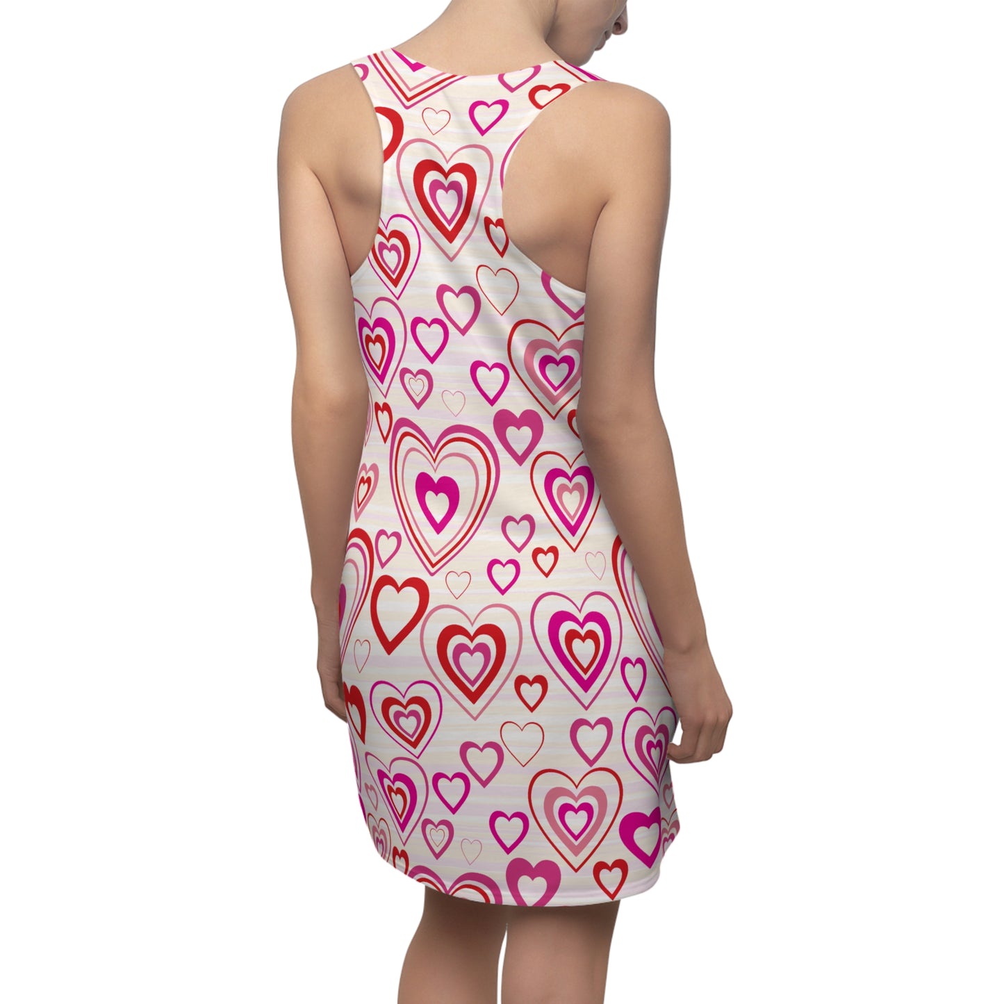 Herz Print Racerback Kleid – Pink Rot Valentinslook