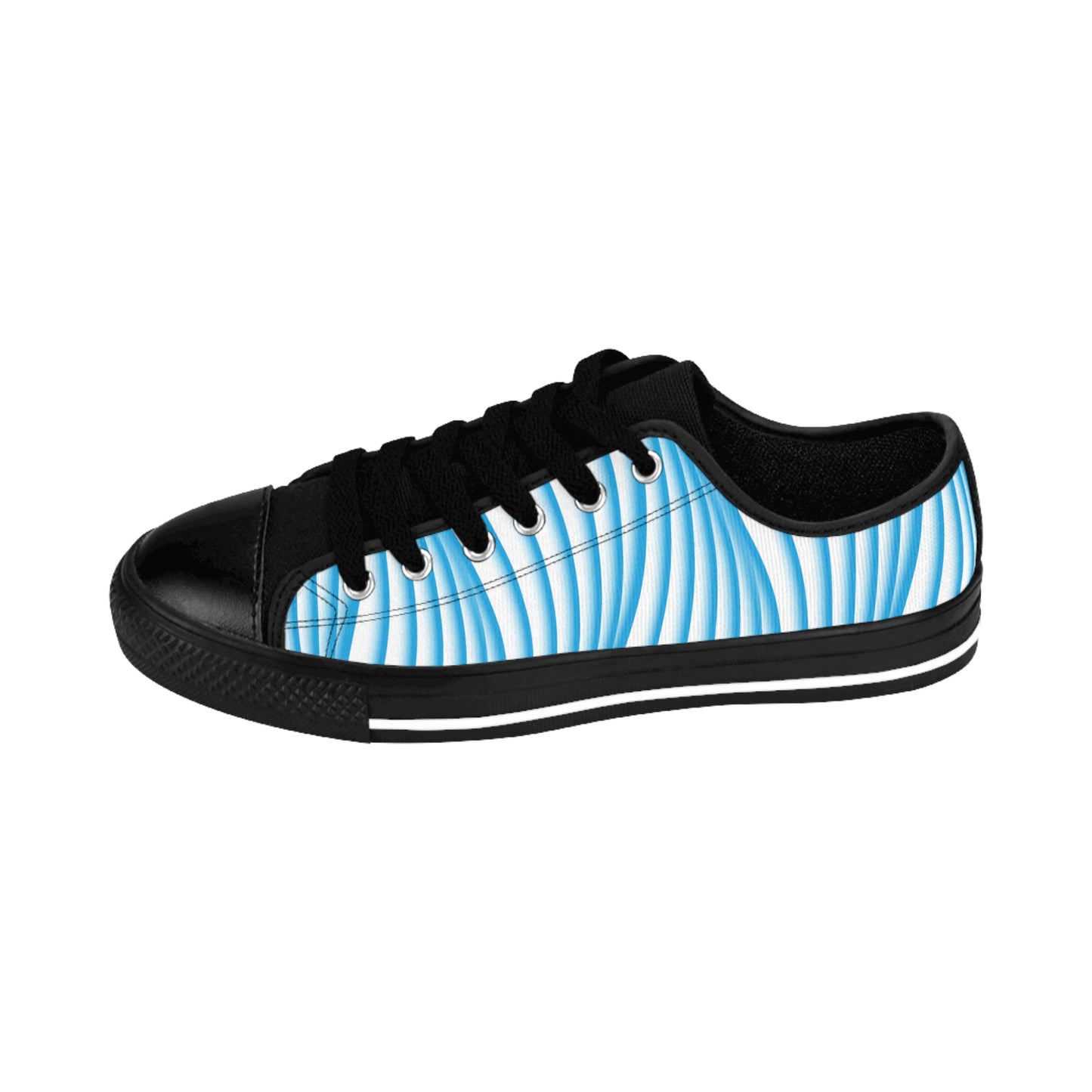 Blue Wave Pattern Canvas Sneakers Women Casual Lace-Up Shoes