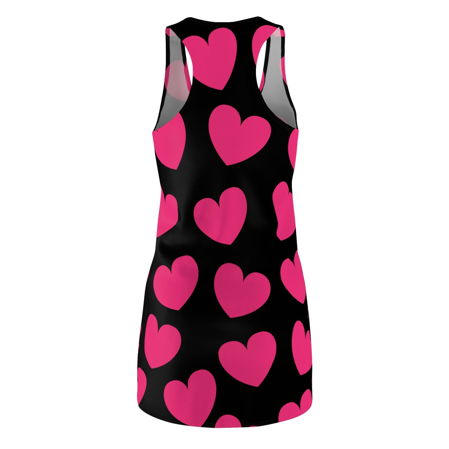 Schwarzes Damen Kleid Pink Herz Print Racerback Sommer Casual