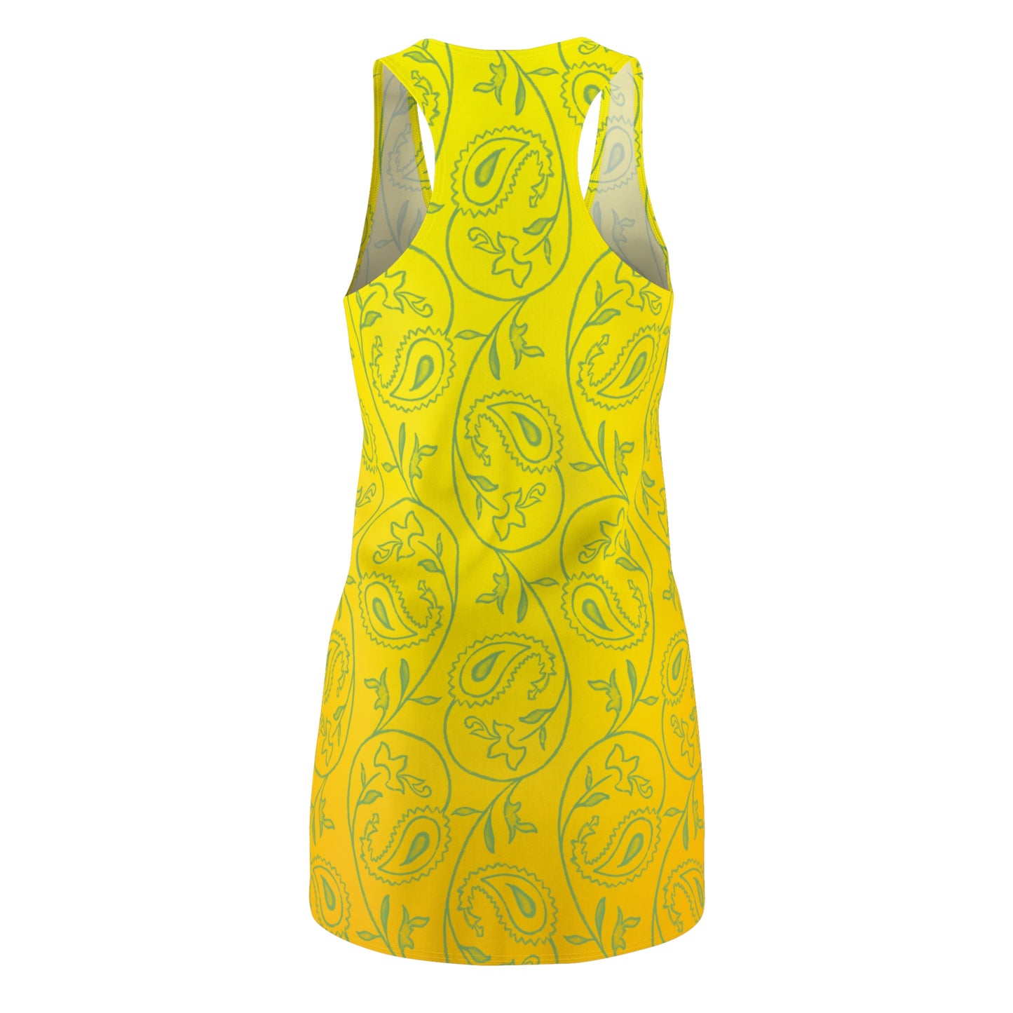 Damen Sommerkleid Gelb mit Farbverlauf und Paisley Muster