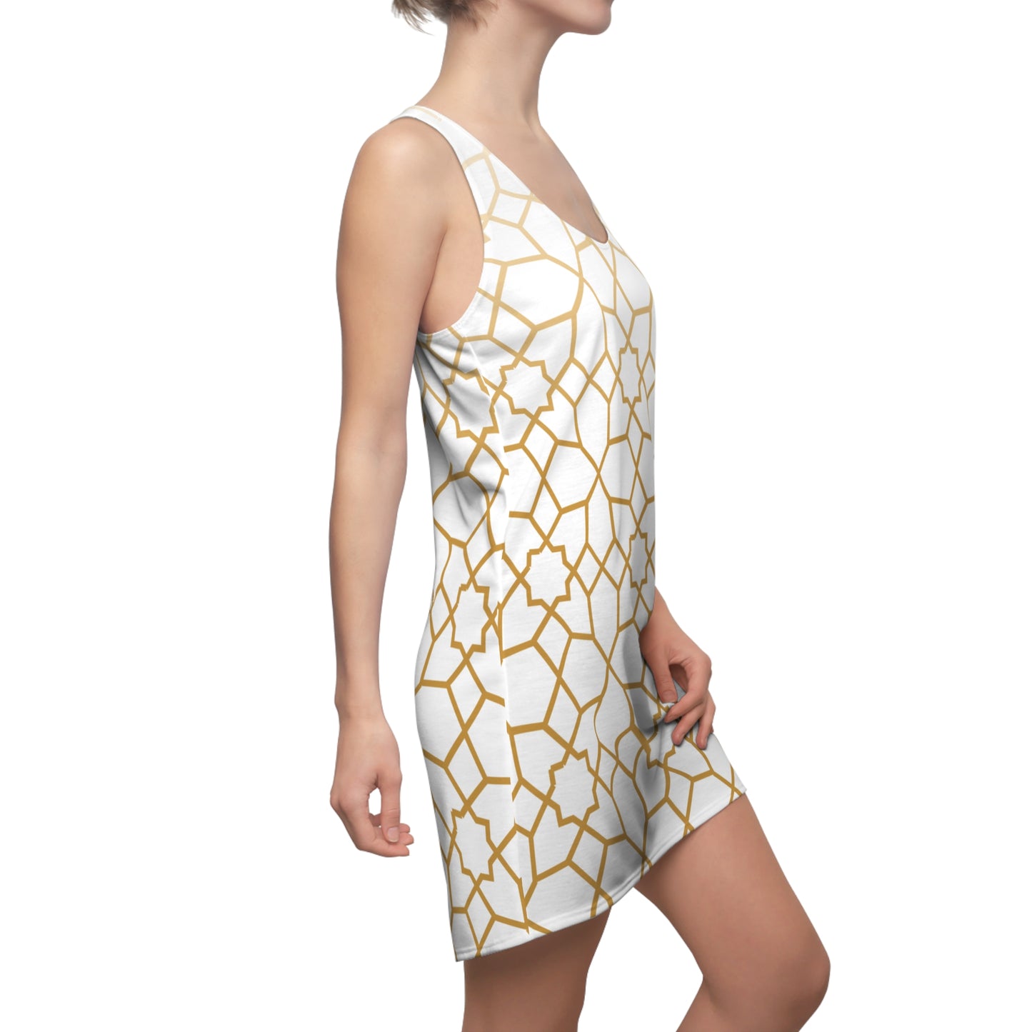 Luxury Racerback Dress mit Golden Mosaic Pattern auf Weiß