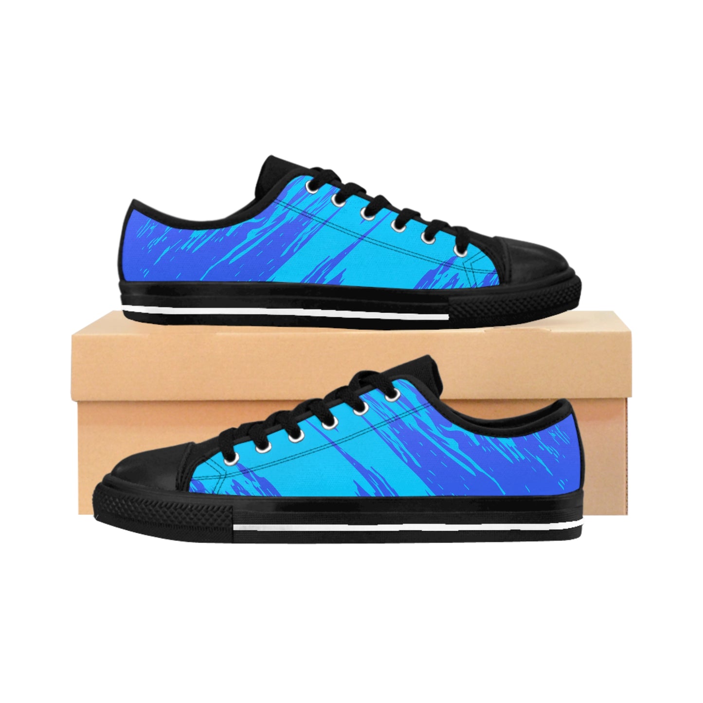 Blue Gradient Abstract Canvas Sneakers Women Casual Lace-Up Shoes