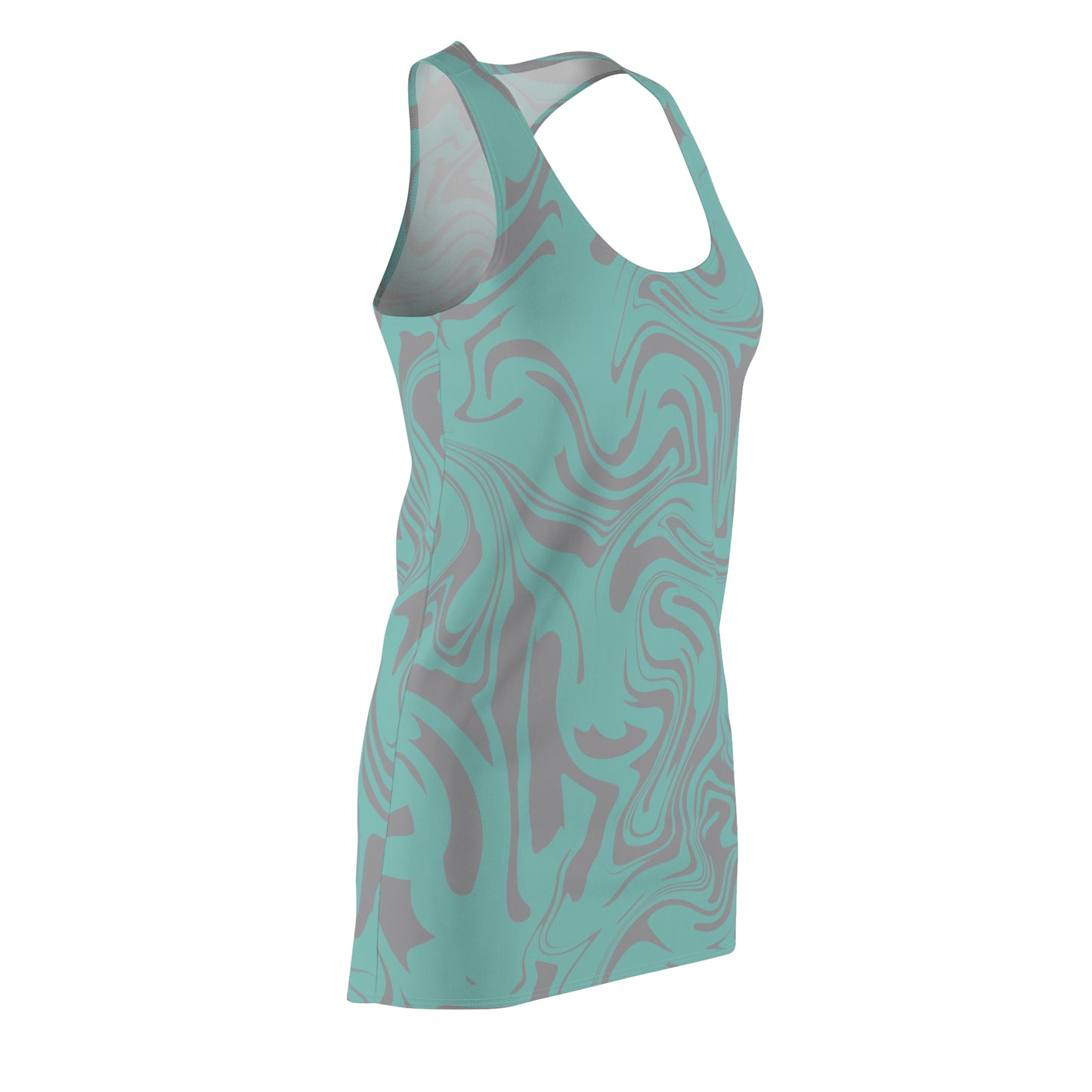 Aqua Grau Marmor Racerback Kleid – Trendige Sommer Damenmode