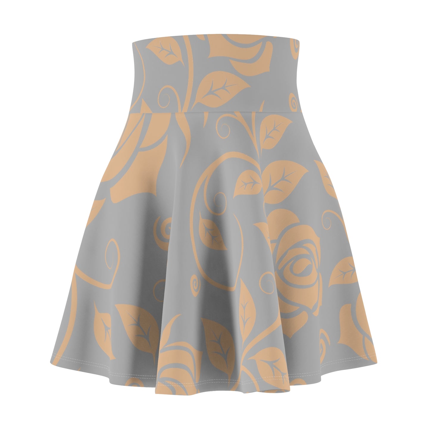 Grauer  Damen Rock Floral Skater Elegant Frühling Sommer Casual