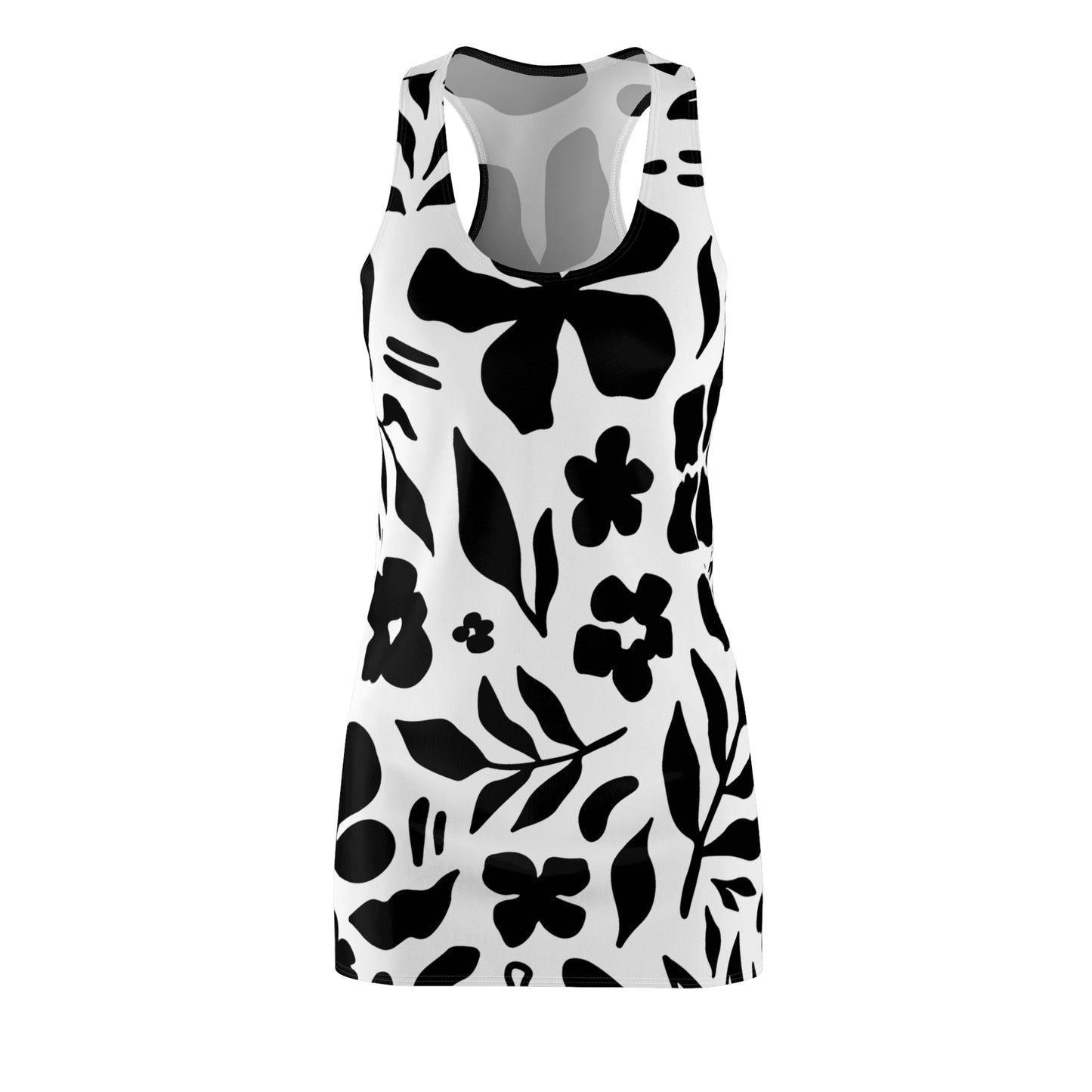 Schwarz Weiß Floral Racerback Kleid – Sommer Damenmode