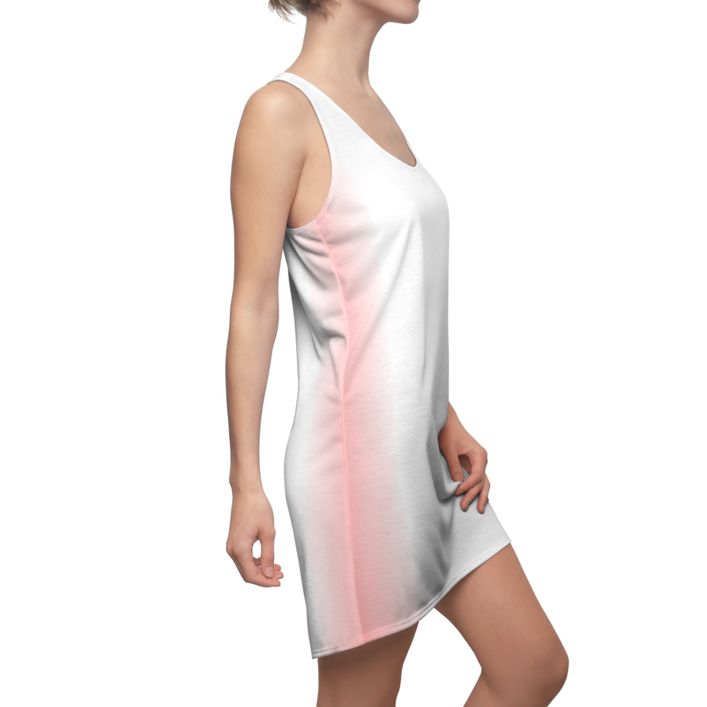 Racerback Kleid Weiß Rosa Farbverlauf Sommer Damen