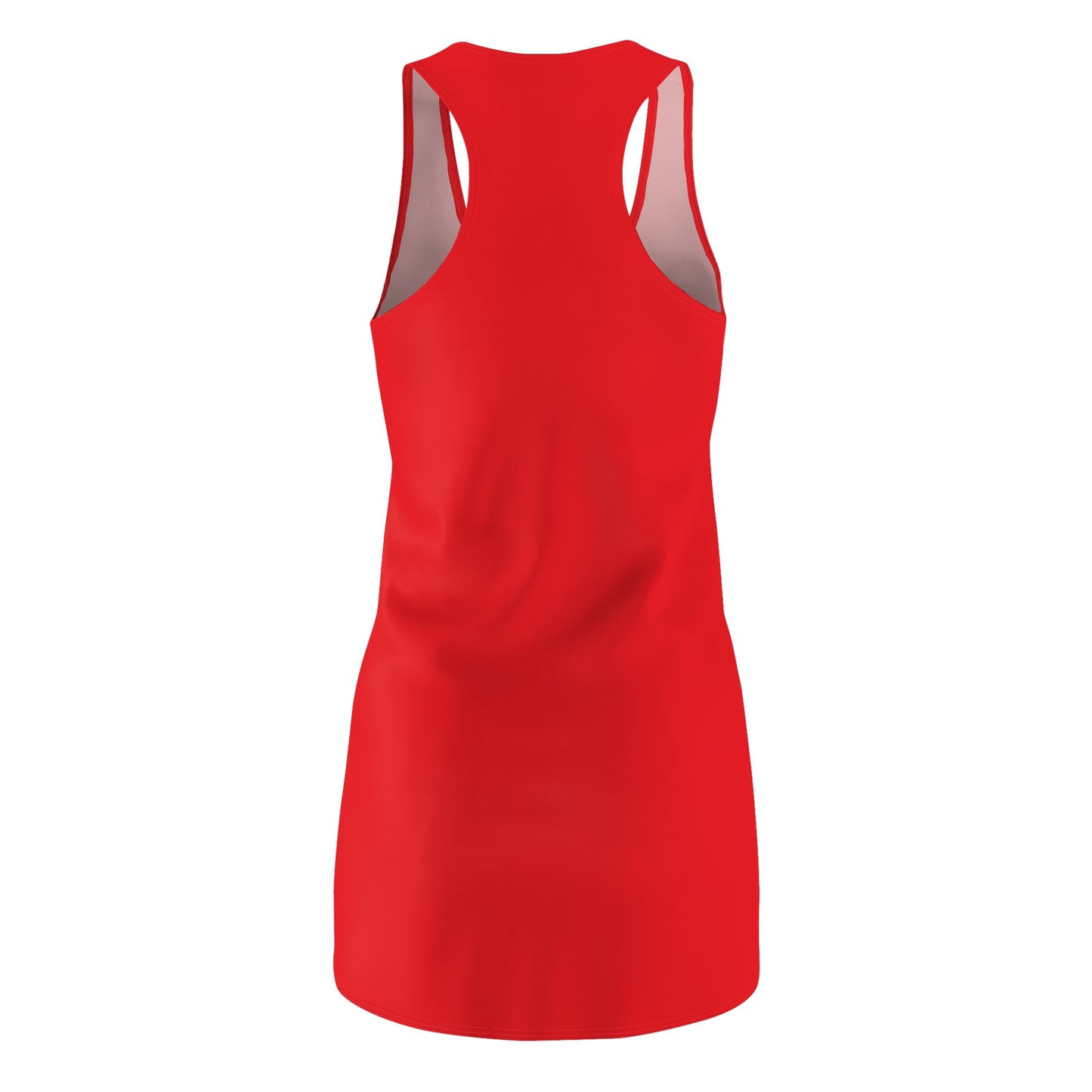 Rotes Racerback Kleid mit pinken Comic Herzen