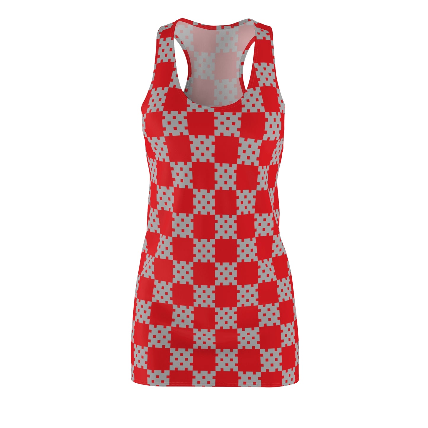 Rotes Racerback Kleid mit geometrischem Karomuster
