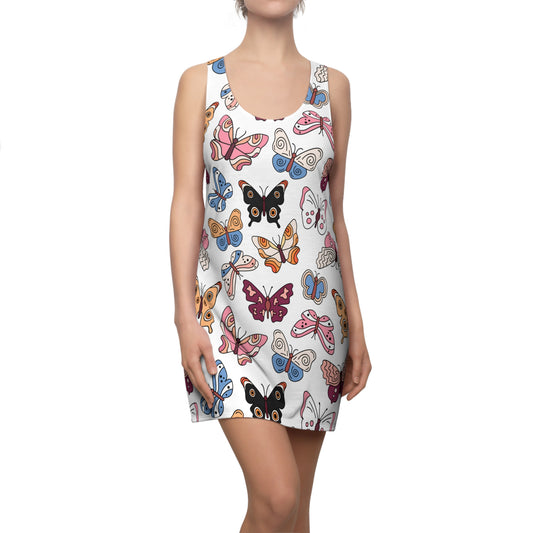 Racerback Kleid Damen mit buntem Schmetterlingsmuster