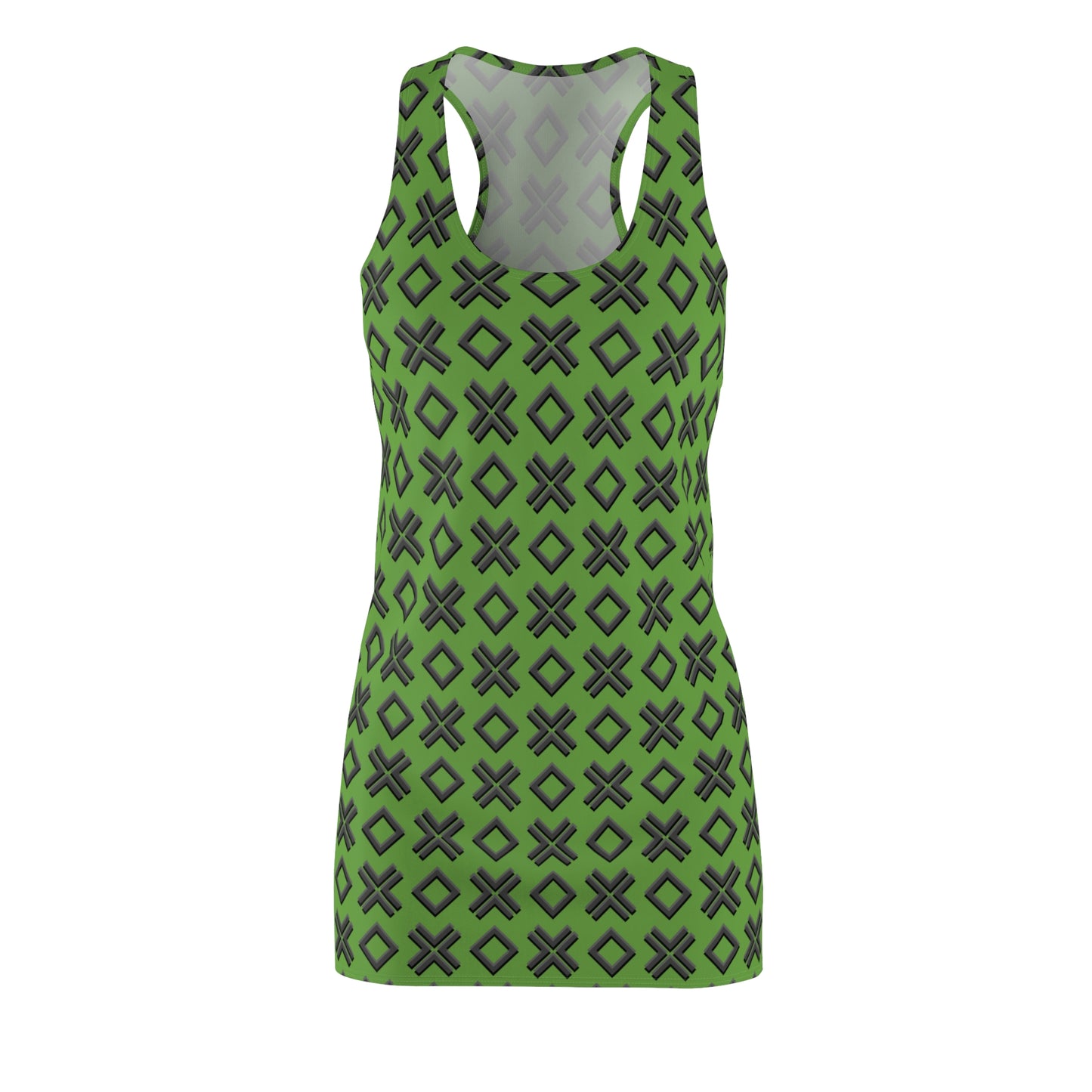 Grünes X-Muster Racerback Kleid – Modern & Sommerlich