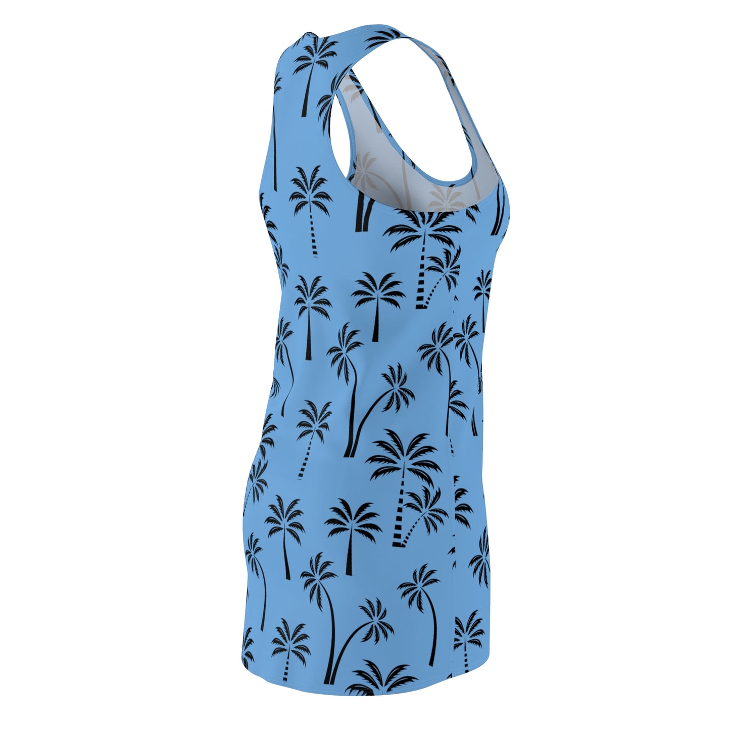 Hellblau Palmen Racerback Kleid – Leichtes Sommerkleid