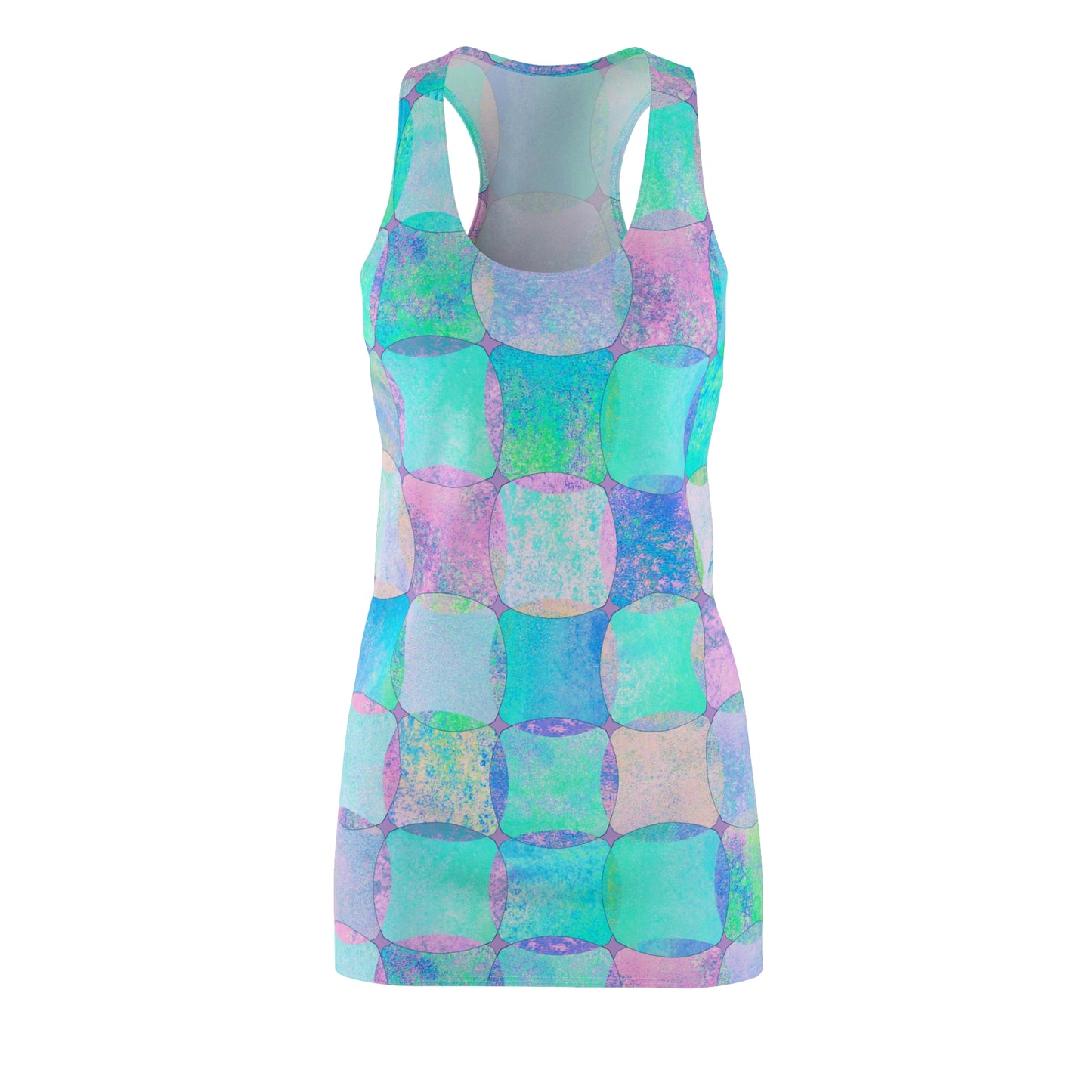 Damen Kleid Pastell Racerback Sommer Abstrakt Blau Lila