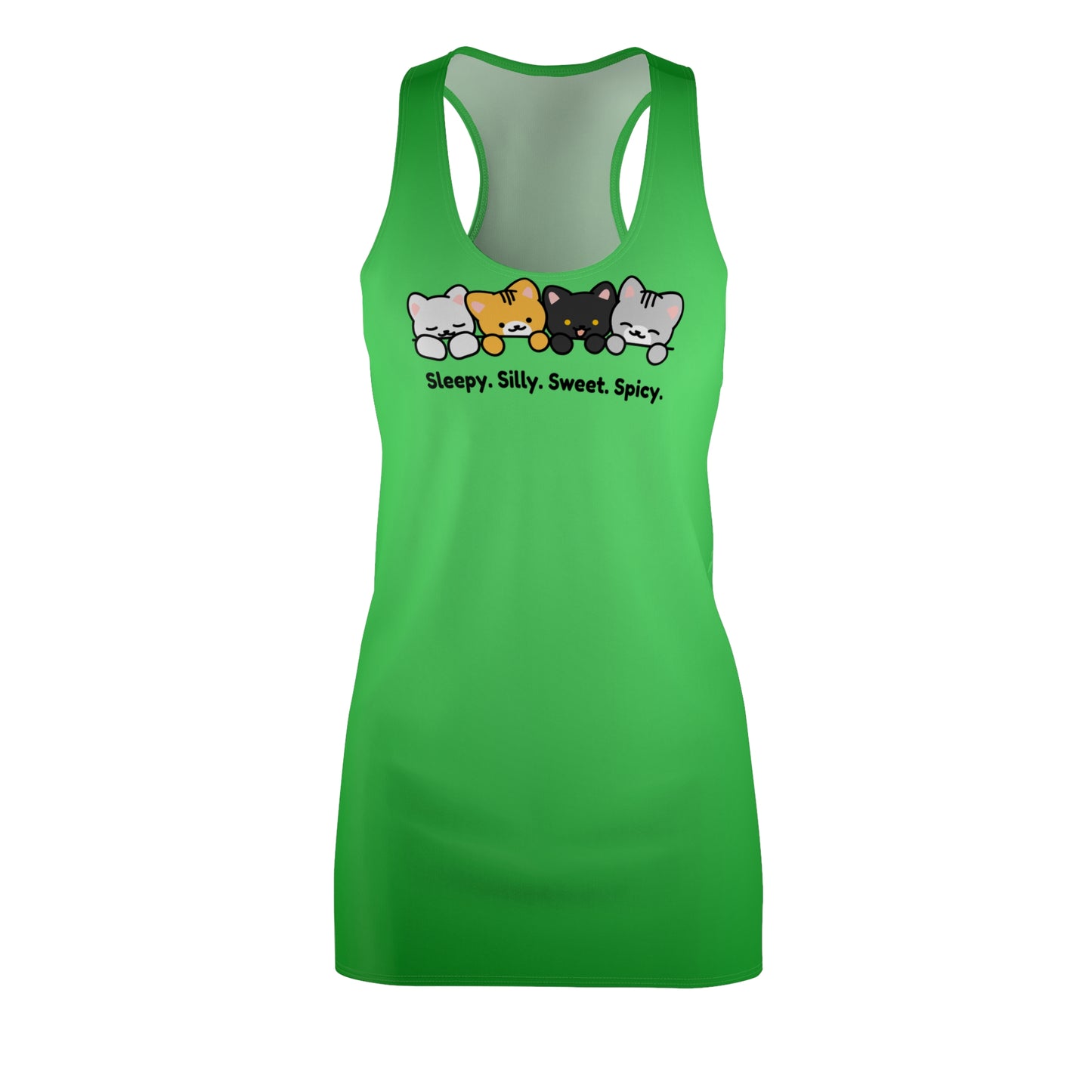 Racerback Kleid mit Farbverlauf & Katzenmotiv „Sleepy Silly Sweet“
