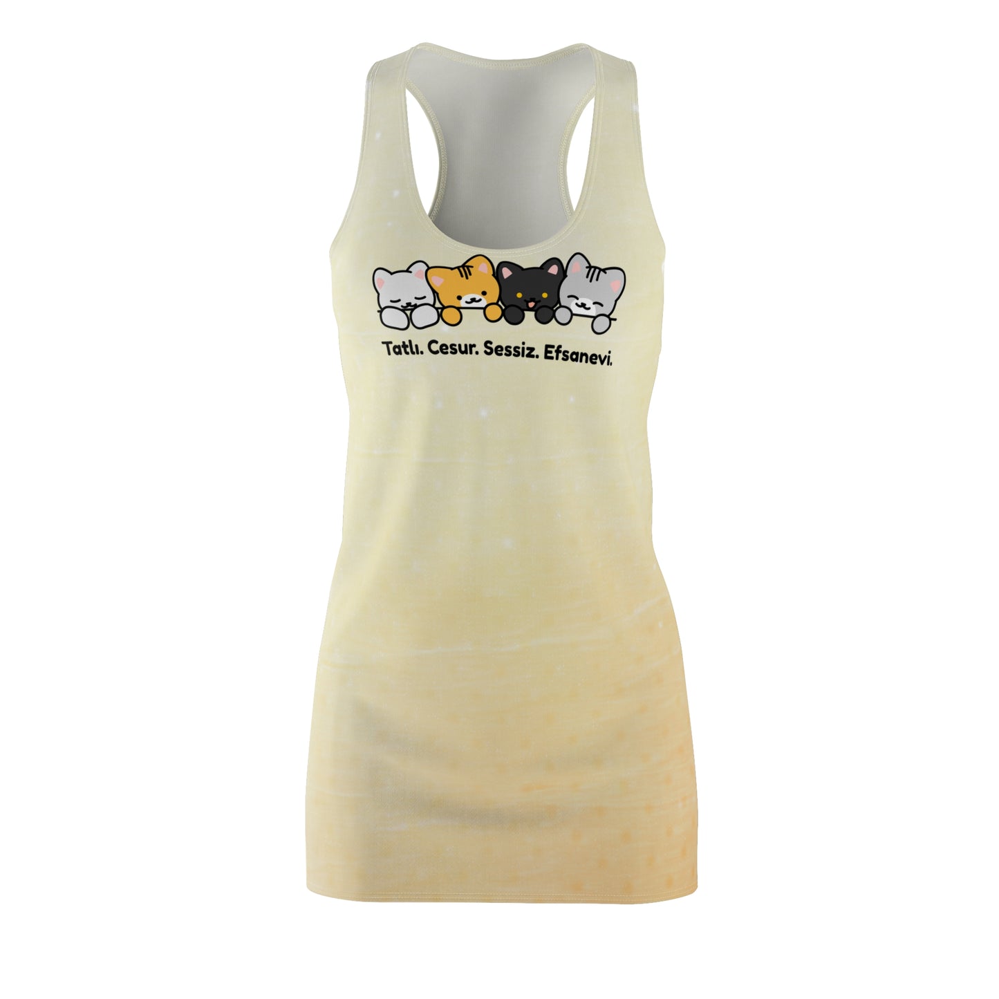 Racerback Kleid mit sanftem Farbverlauf & Katzenmotiv – Tatlı Cesur