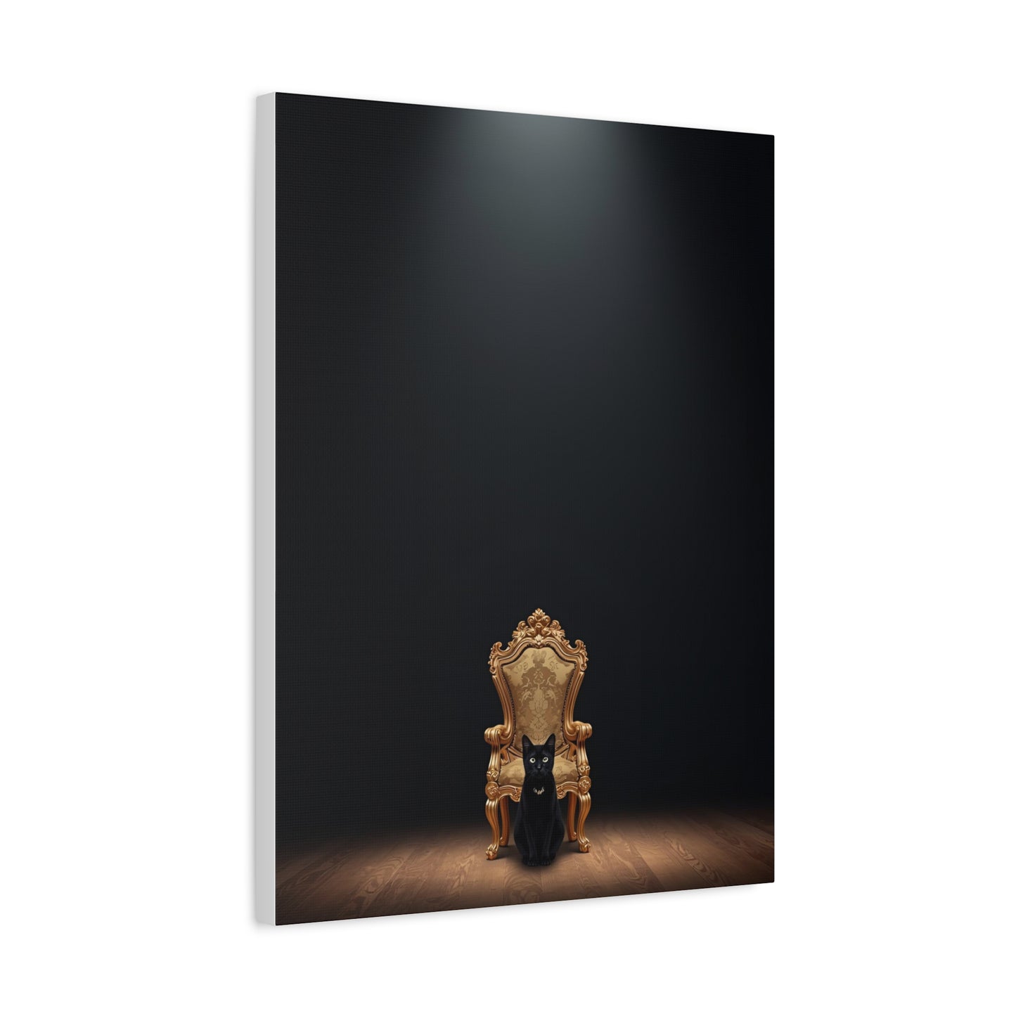 Black Cat on Royal Throne – Premium Canvas Wall Art