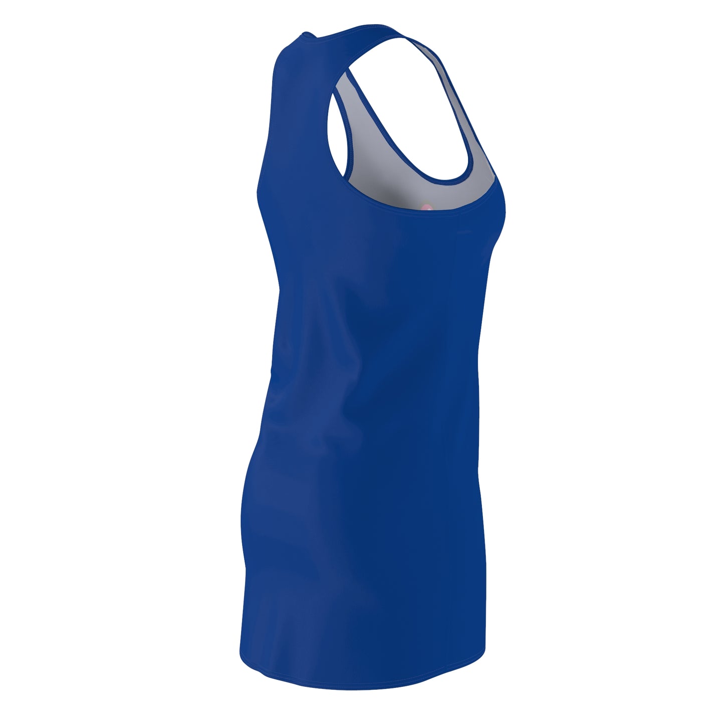 Blaues Racerback Kleid mit pinken Comic Herzen
