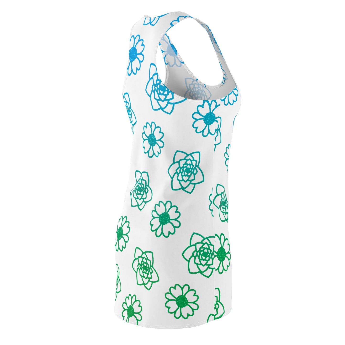 Racerback Kleid Weiß mit grünem Blumenmuster Sommerlook