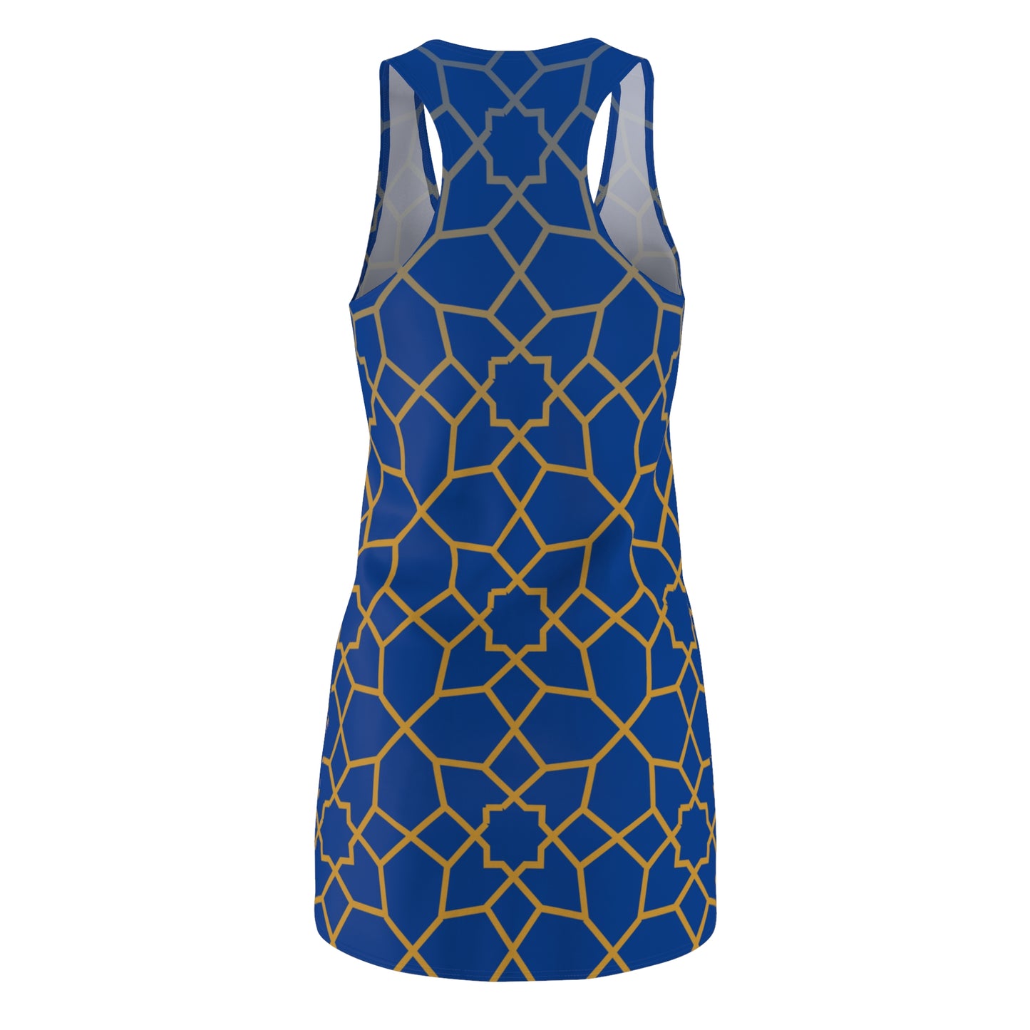 Luxury Racerback Dress mit Golden Mosaic Pattern auf Blau