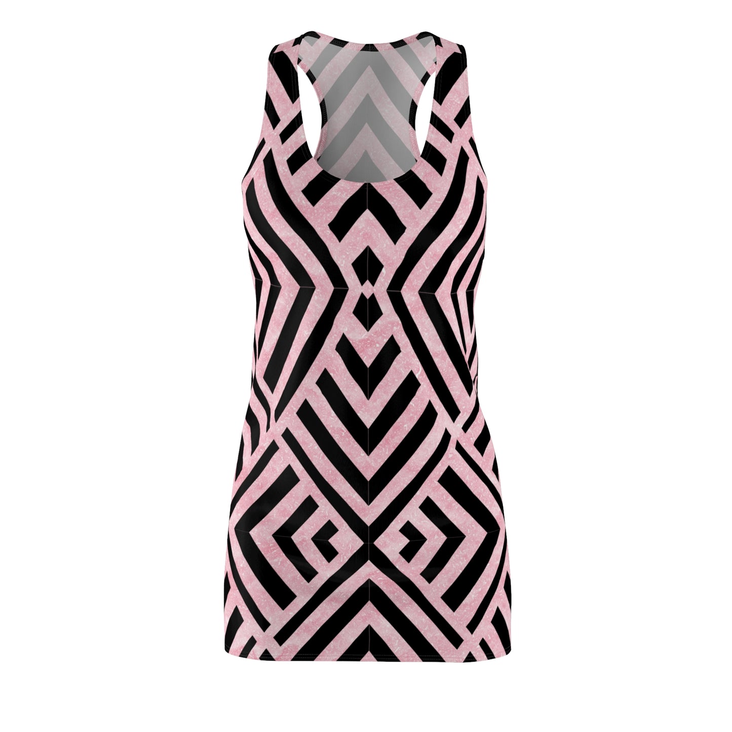 Rosa Racerback Kleid – Elegantes Sommerkleid mit geometrischem Muster