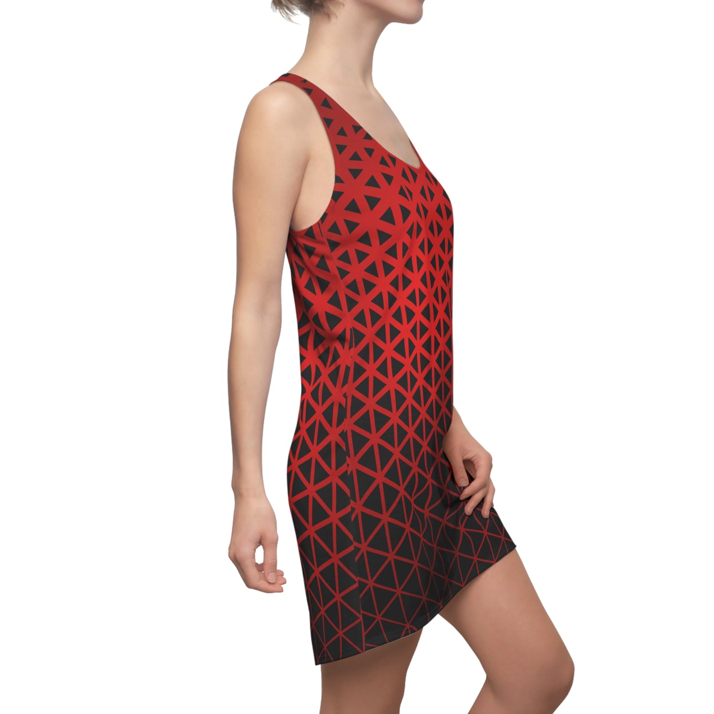 Racerback Damen Kleid Rot Modernes Muster Ärmellos Sommerlook