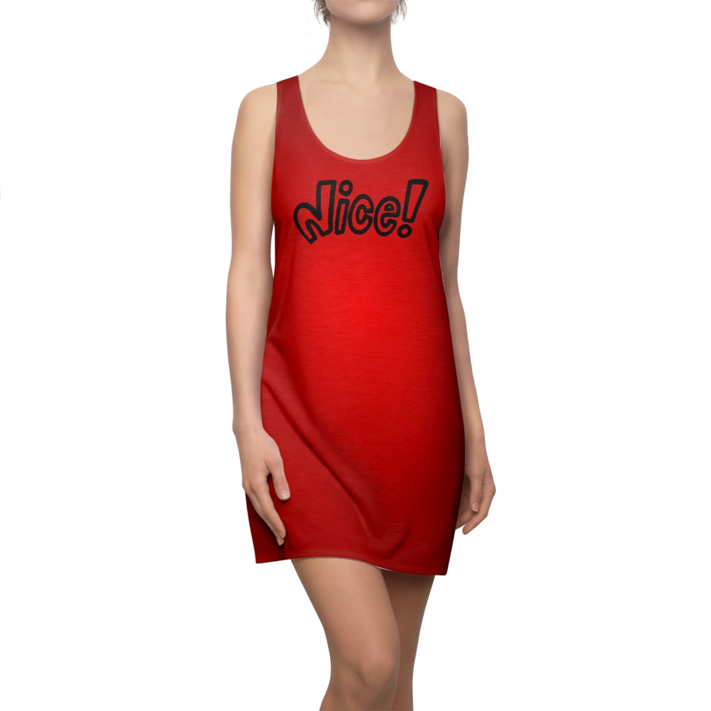 Racerback Damenkleid Sommer – „Nice!“ Statement, modern & lässig