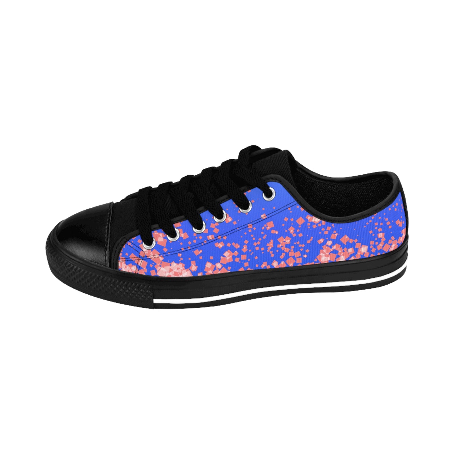 Blue Pink Confetti Sneakers – Casual Low Top Canvas Shoes
