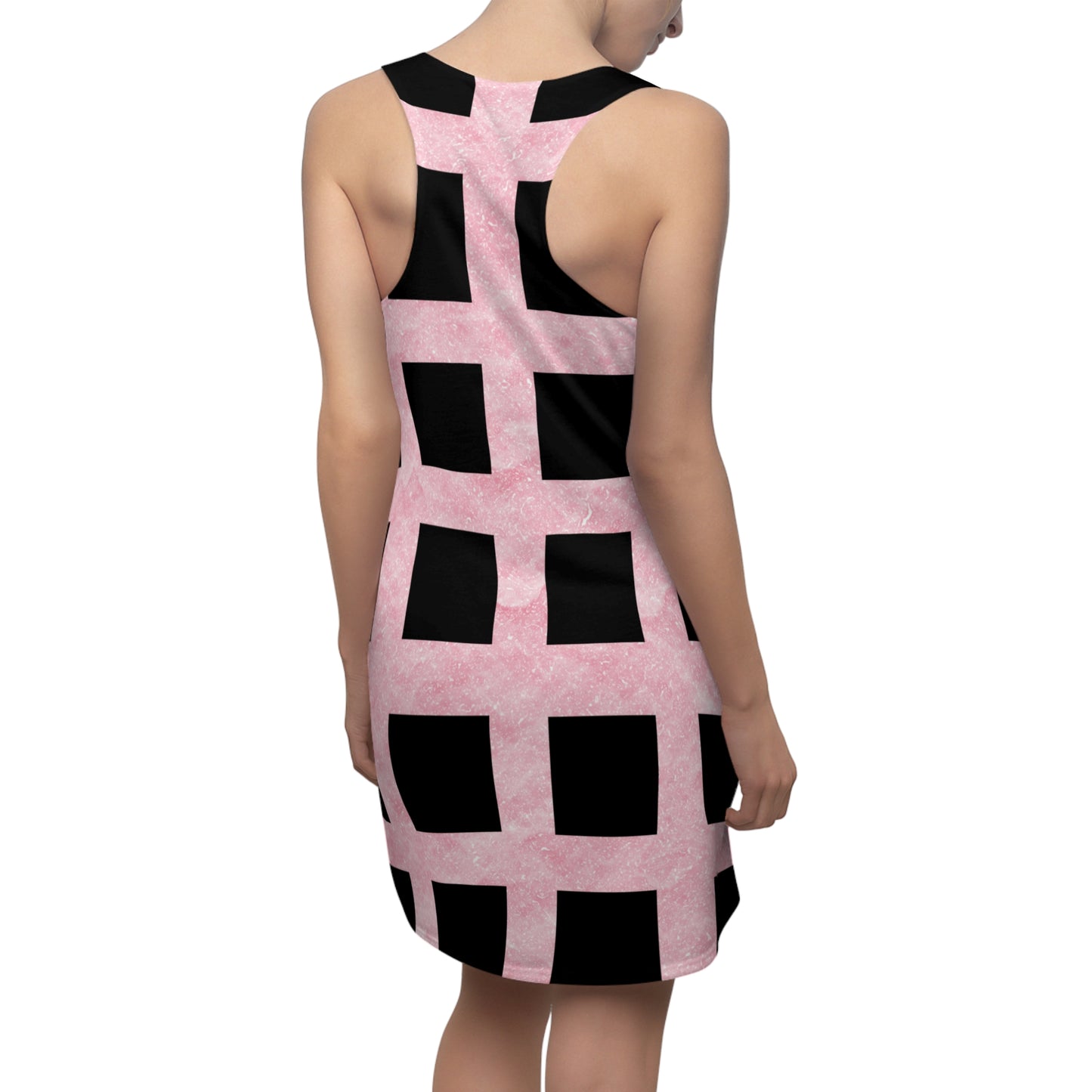 Rosa Racerback Kleid – Trendiges Sommerkleid mit quadratischem Muster