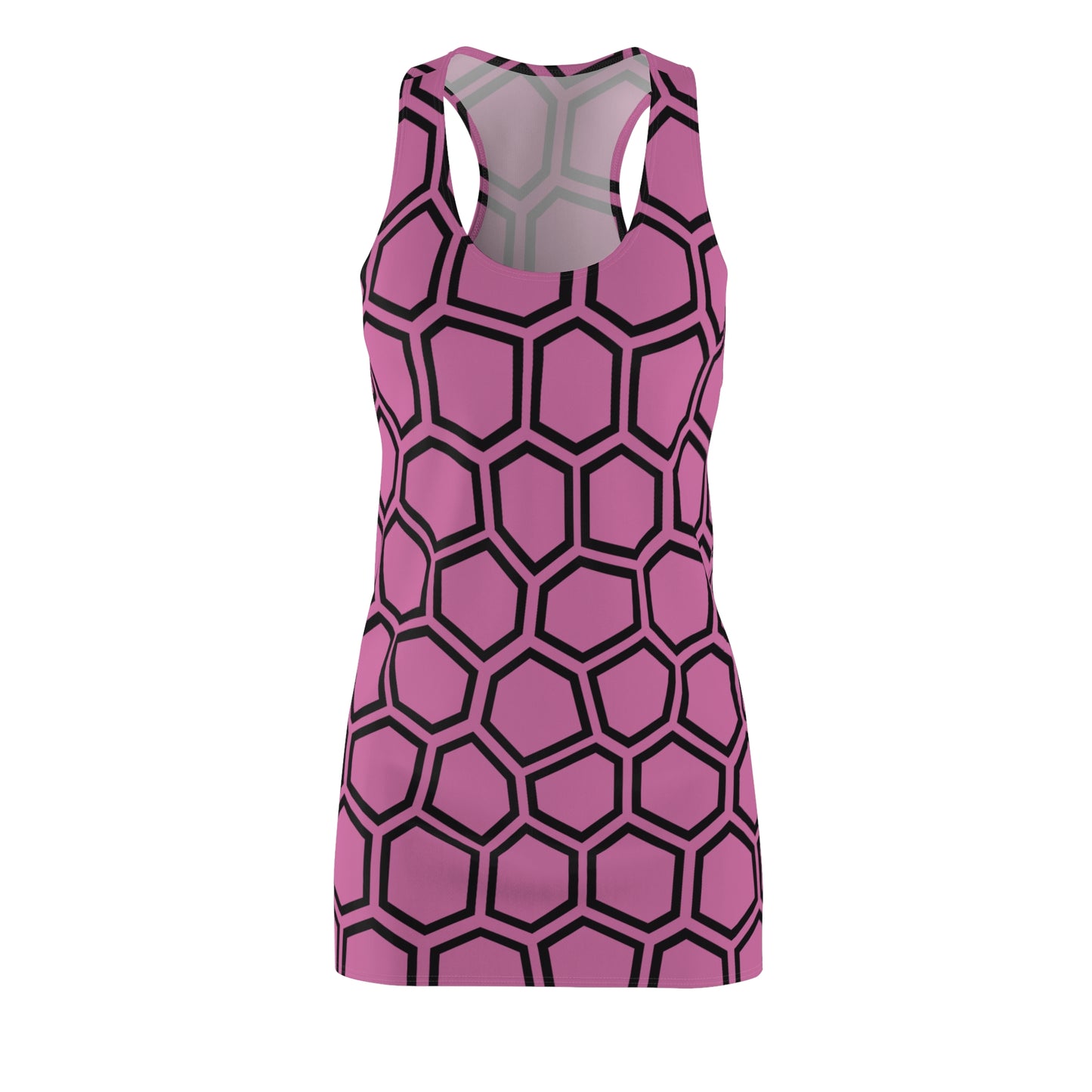 Racerback Kleid Schwarz Rosa Hexagon Muster Damen Sommer