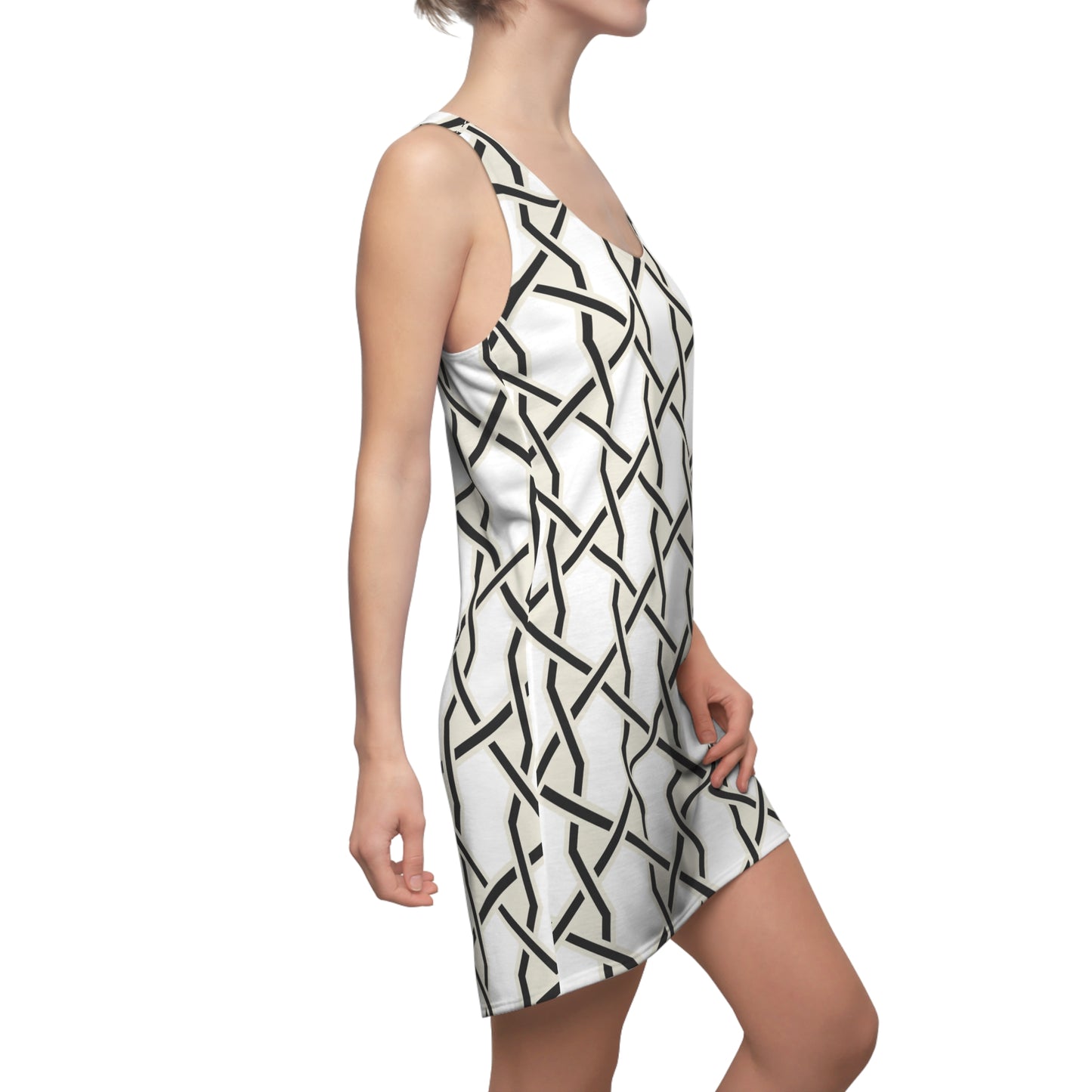 Weißes Racerback Kleid mit geometrischem Muster