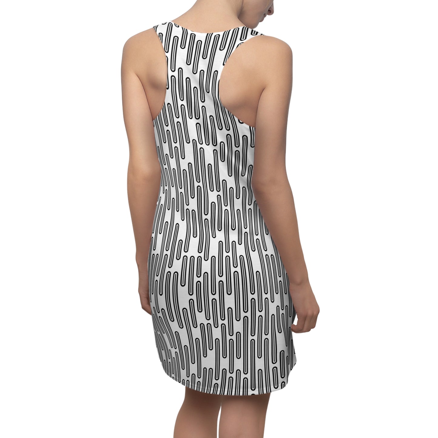 Vertikal Muster Racerback Kleid – Schwarz Weiß Damenmode