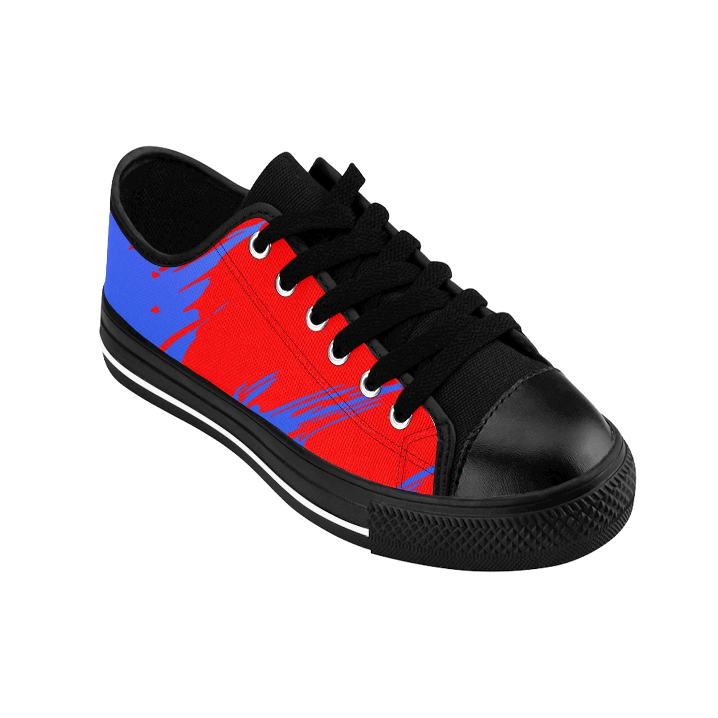Red Blue Gradient Canvas Sneakers Women Casual Lace-Up Shoes