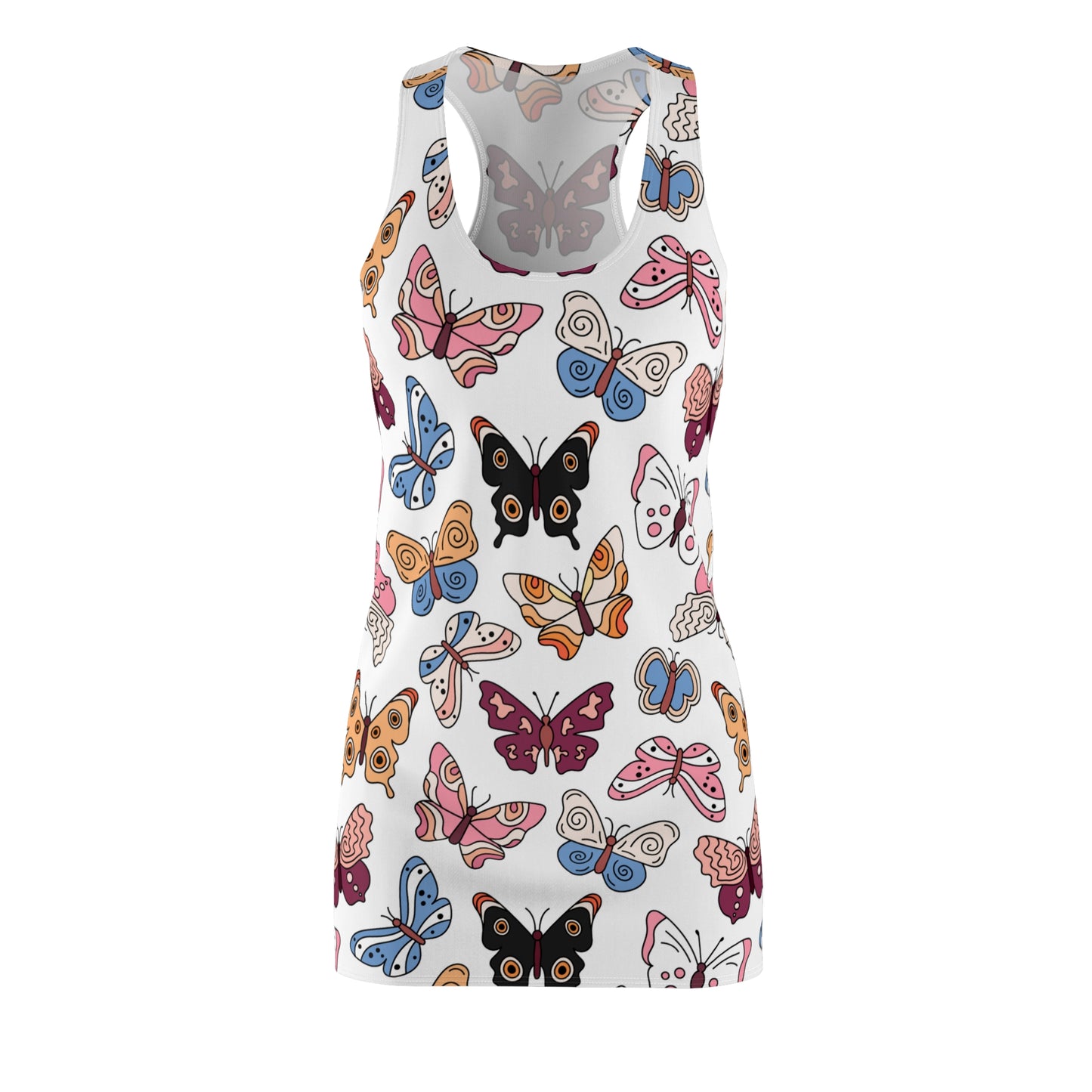 Racerback Kleid Damen mit buntem Schmetterlingsmuster