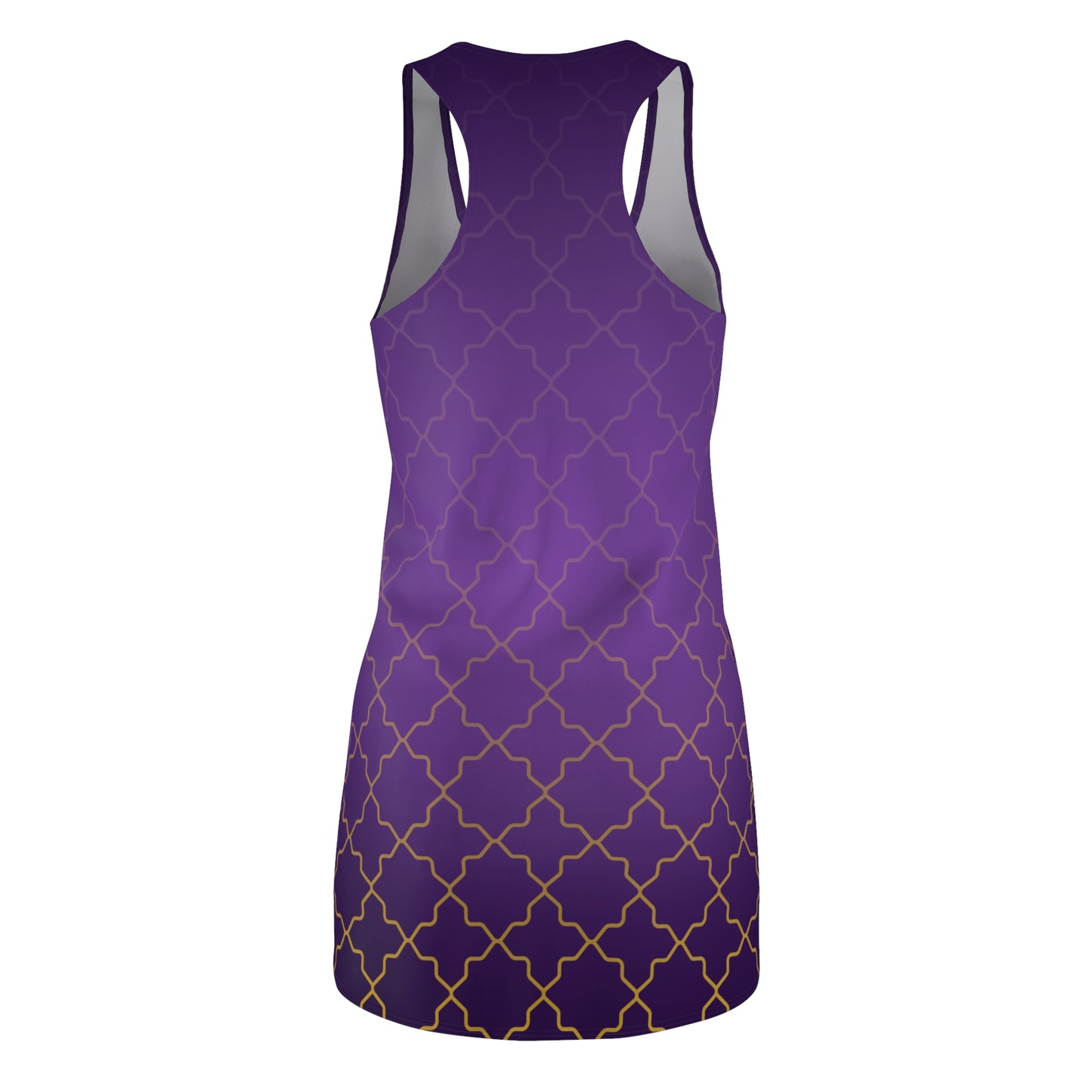Lila Racerback Kleid mit goldenem Gittermuster & Farbverlauf