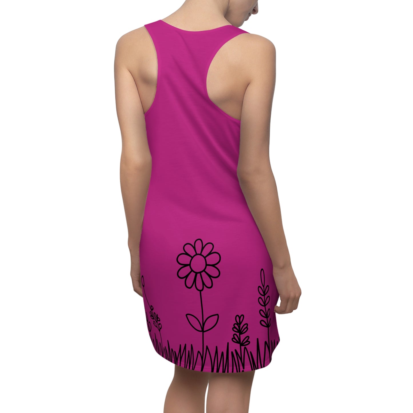 Pink Blumen Racerback Kleid – Bequemes Sommerkleid