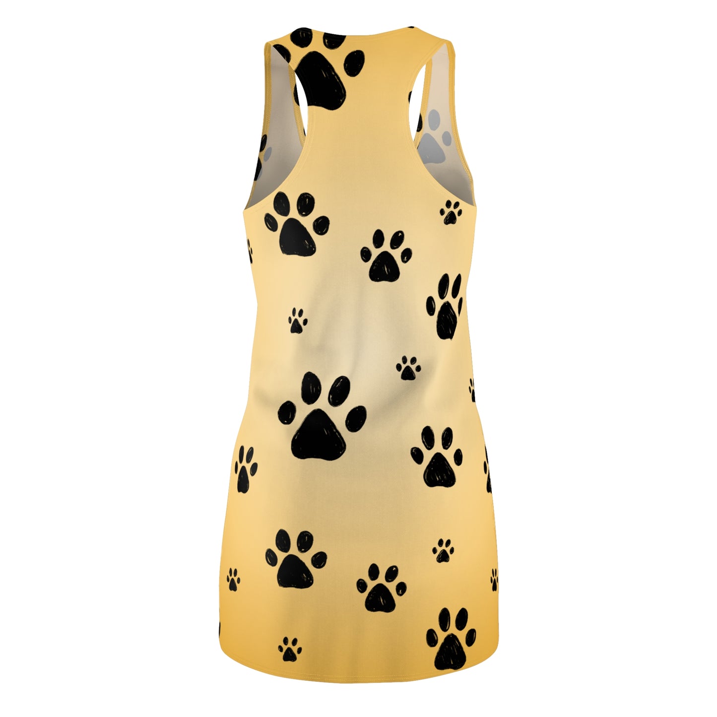 Beiges Racerback Kleid mit schwarzen Pfoten – Farbverlauf