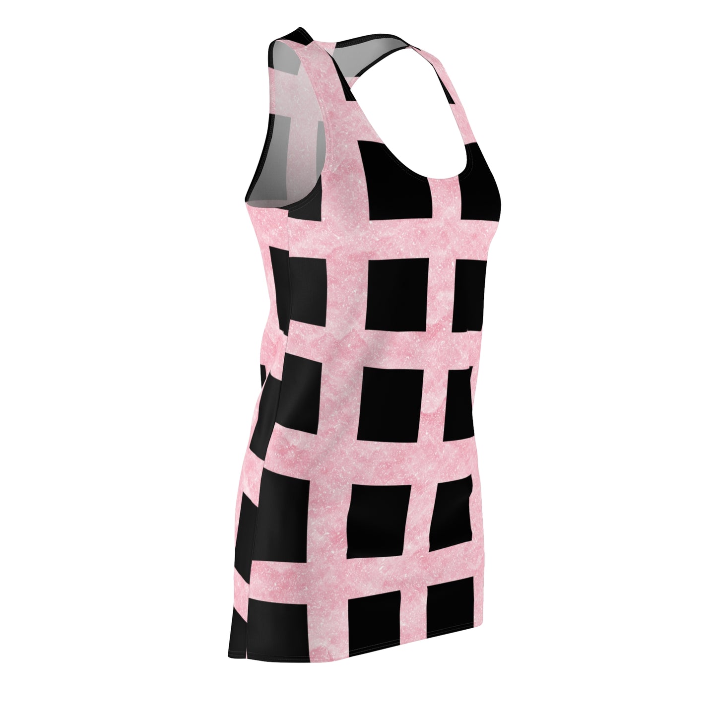 Rosa Racerback Kleid – Trendiges Sommerkleid mit quadratischem Muster