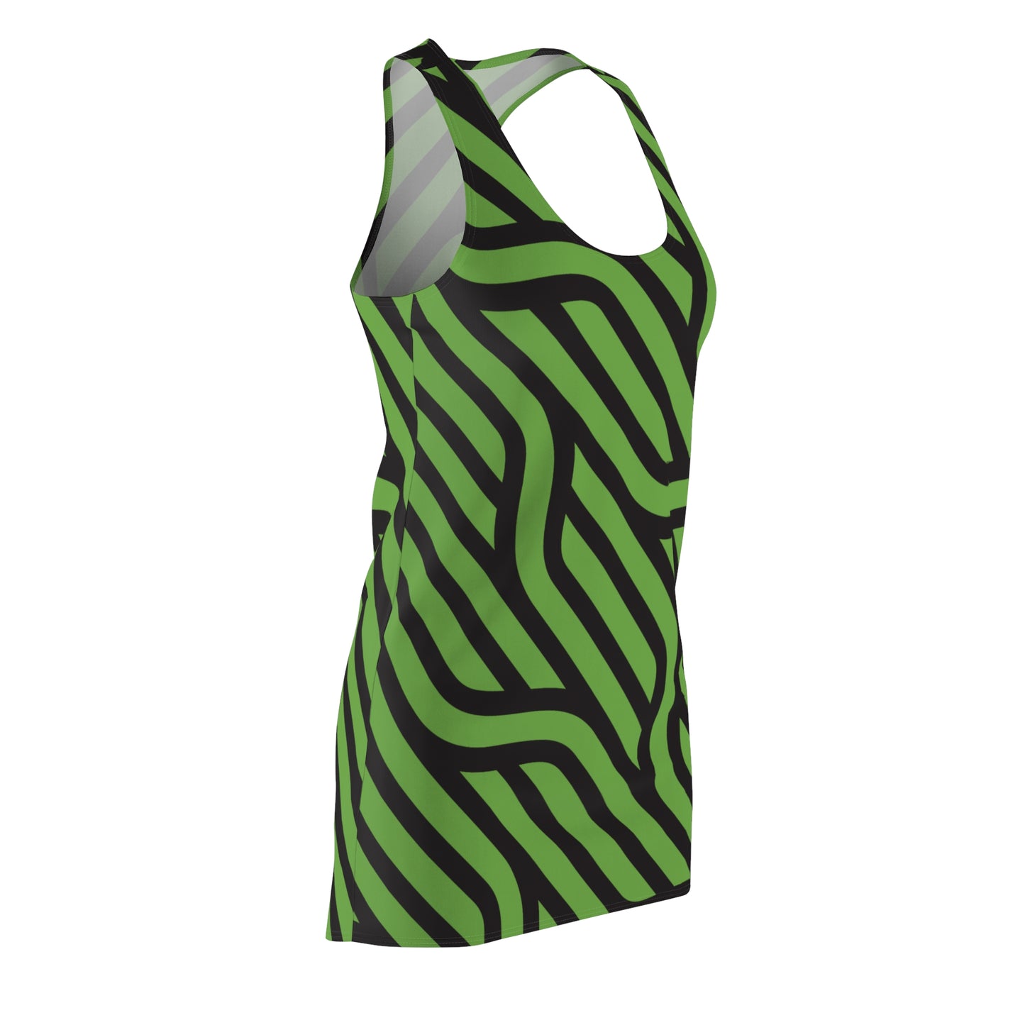 Schwarz Grün Streifen Racerback Kleid – Modernes Sommerkleid