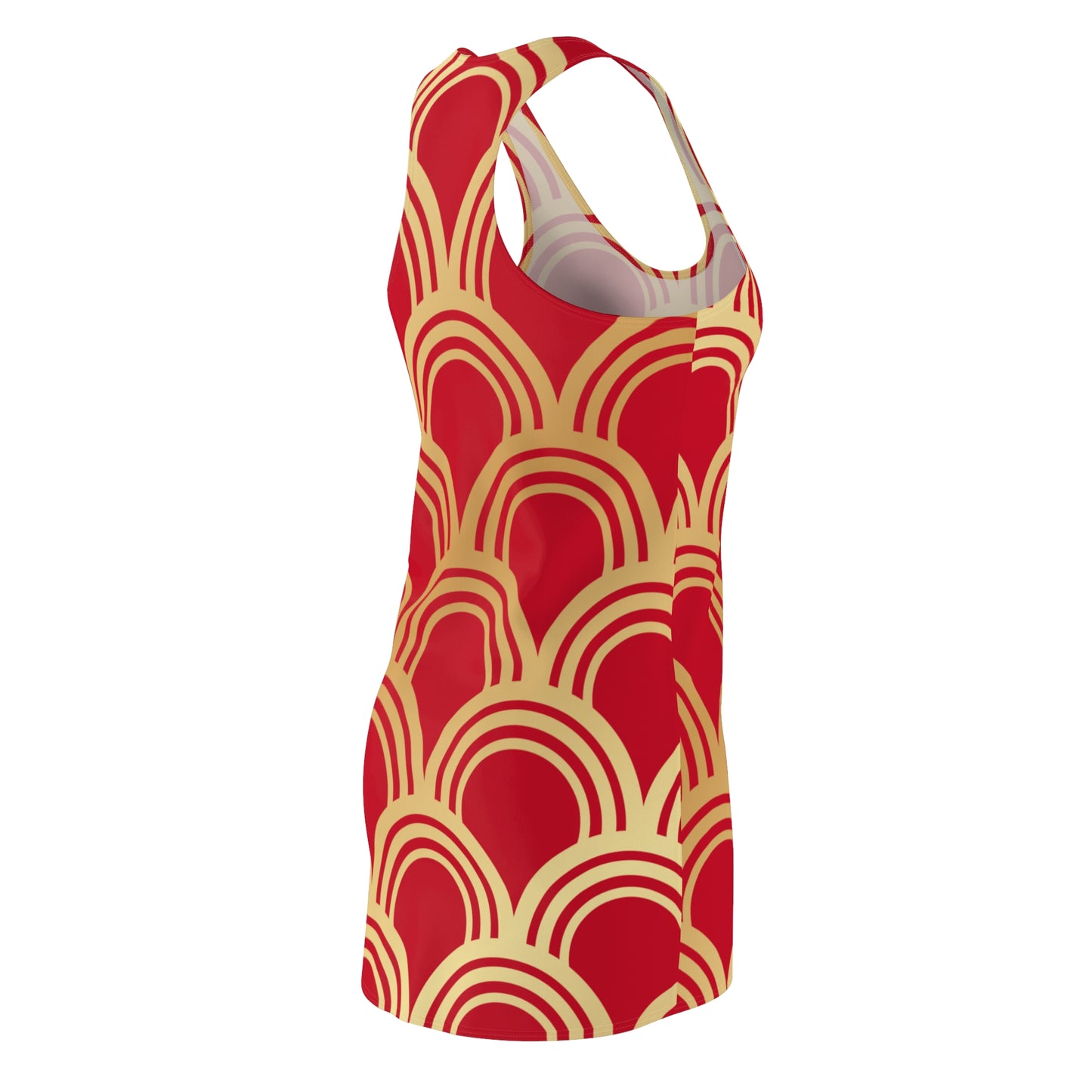 Luxury Racerback Dress mit Art Deco Bogen Muster red