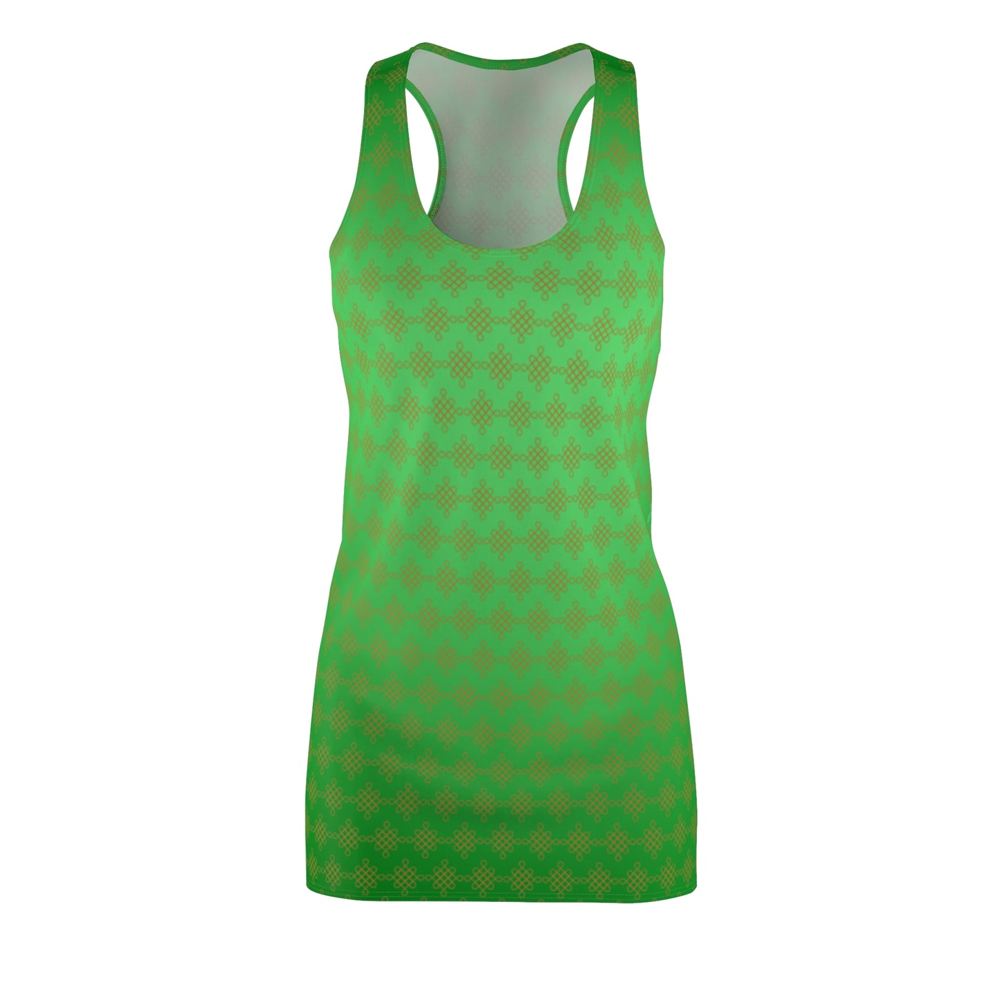 Grünes Damen Sommerkleid mit Farbverlauf und goldenem Muster