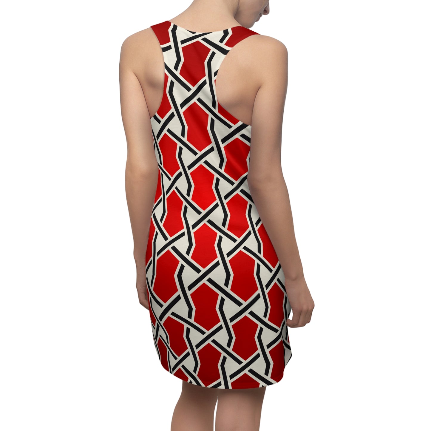 Rotes Racerback Kleid mit geometrischem Muster & sanftem Farbverlauf