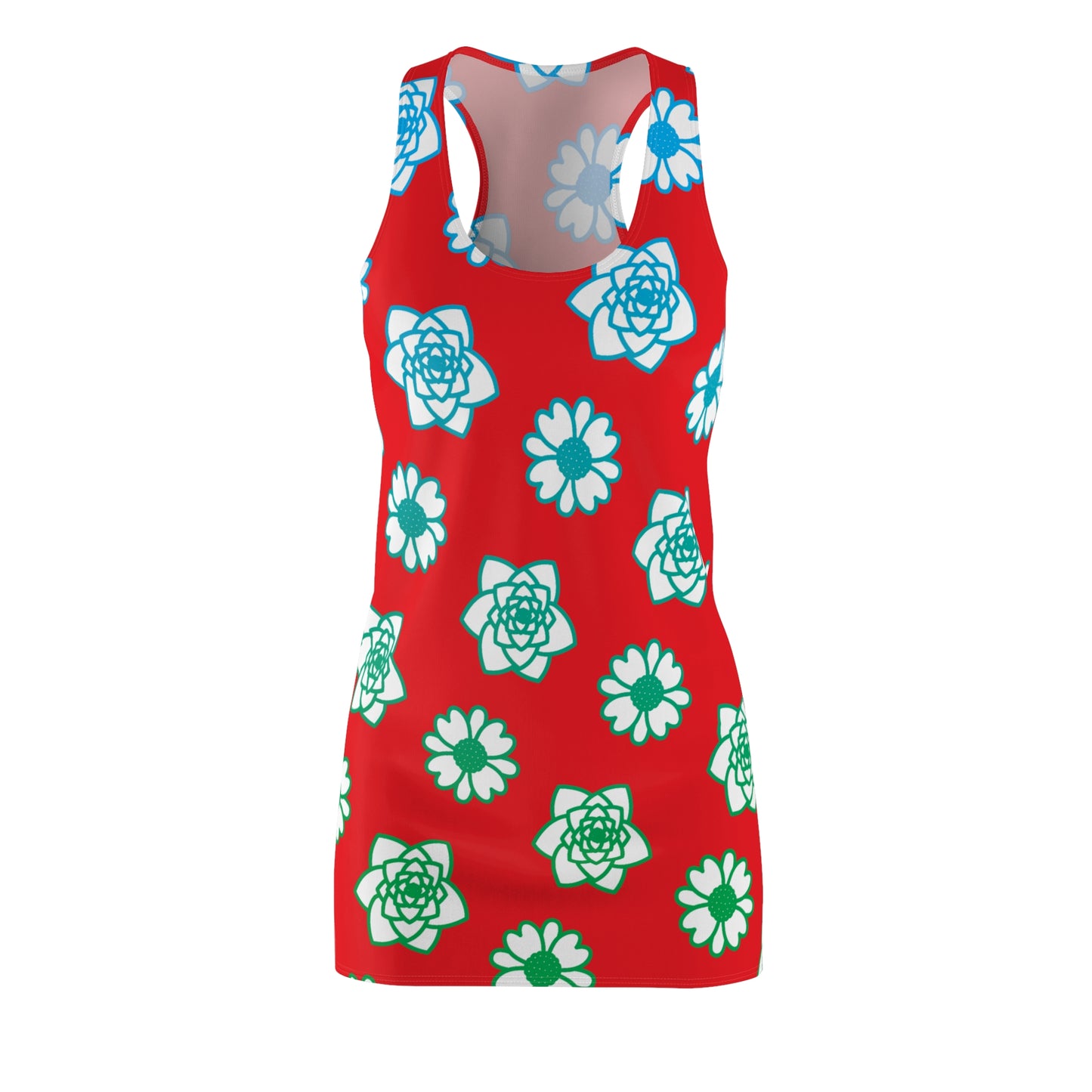 Racerback Kleid Rot mit grünem Blumenmuster Sommerlook
