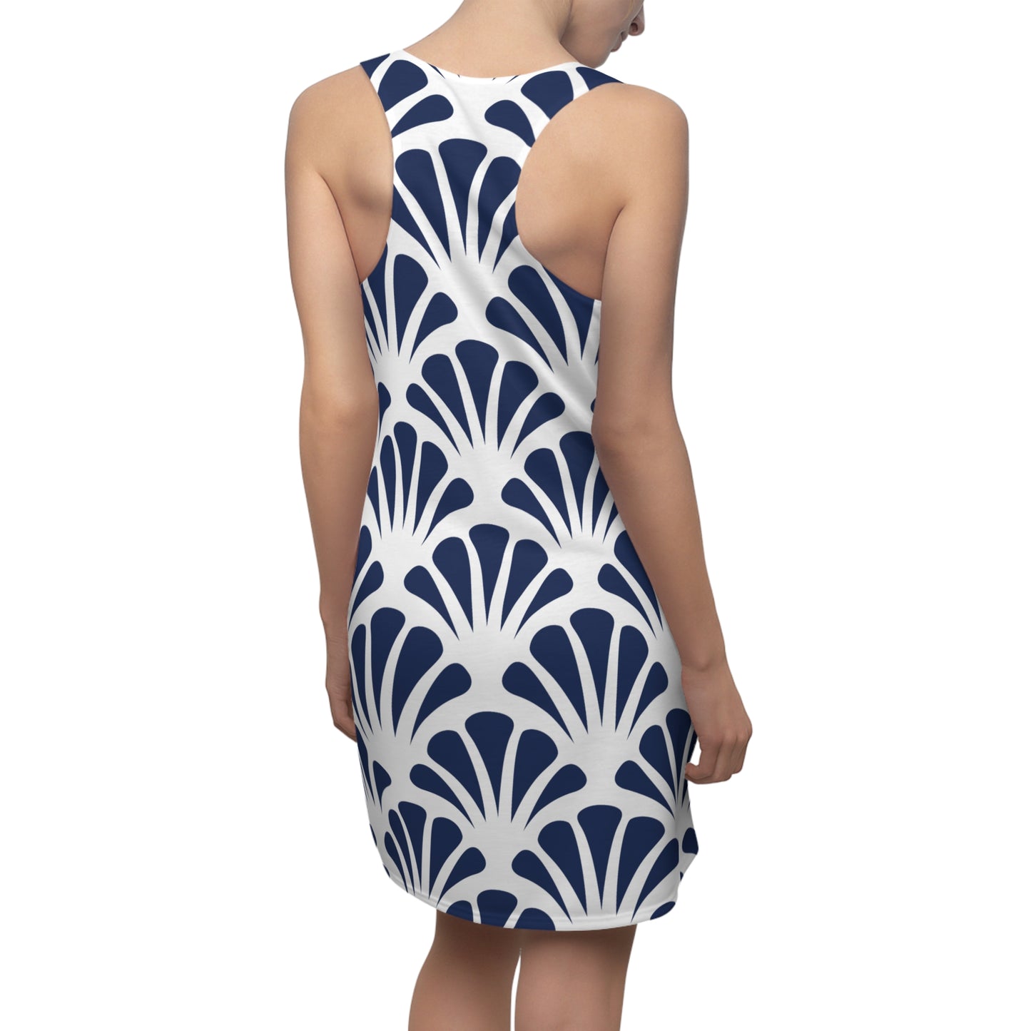 Damen Kleid Navy Muster Racerback Sommer Strand Casual