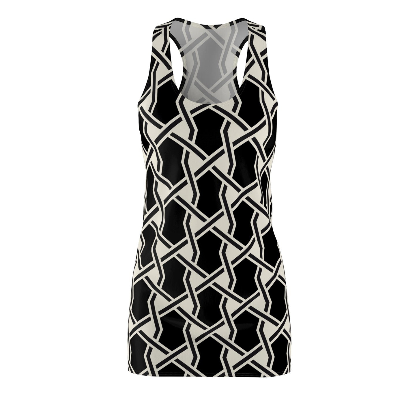 Schwarzes Racerback Kleid mit geometrischem Muster