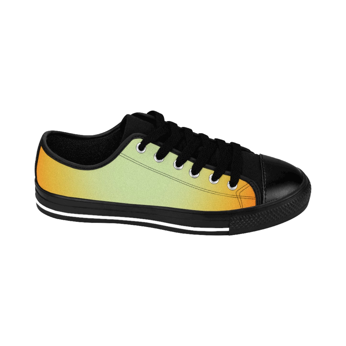 Gradient Yellow Green Canvas Sneakers Women Casual Lace-Up Shoes