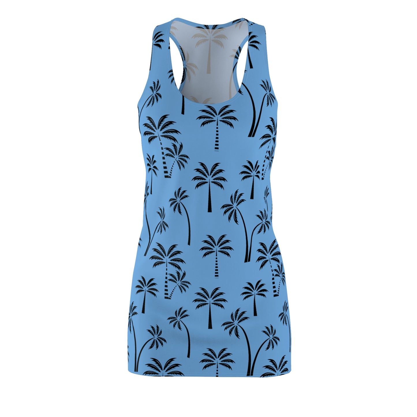 Hellblau Palmen Racerback Kleid – Leichtes Sommerkleid