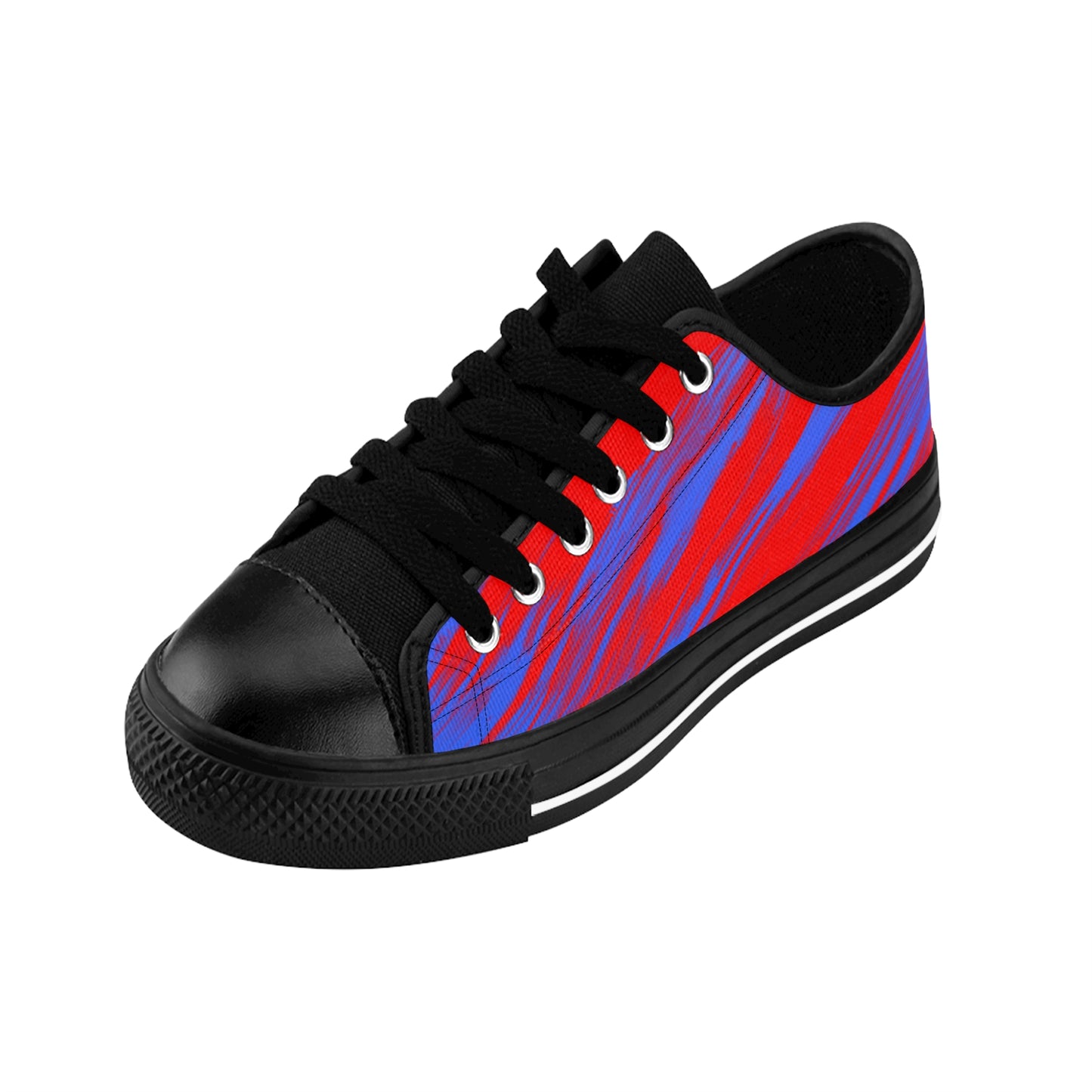 Red Blue Gradient Canvas Sneakers Women Casual Lace-Up Shoes