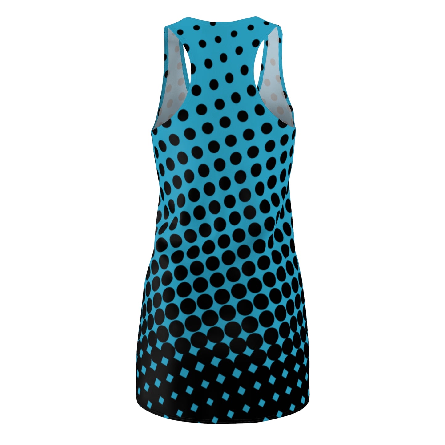 Black turquoise Polka Dot Racerback – Retro Sleeveless Mini Dress