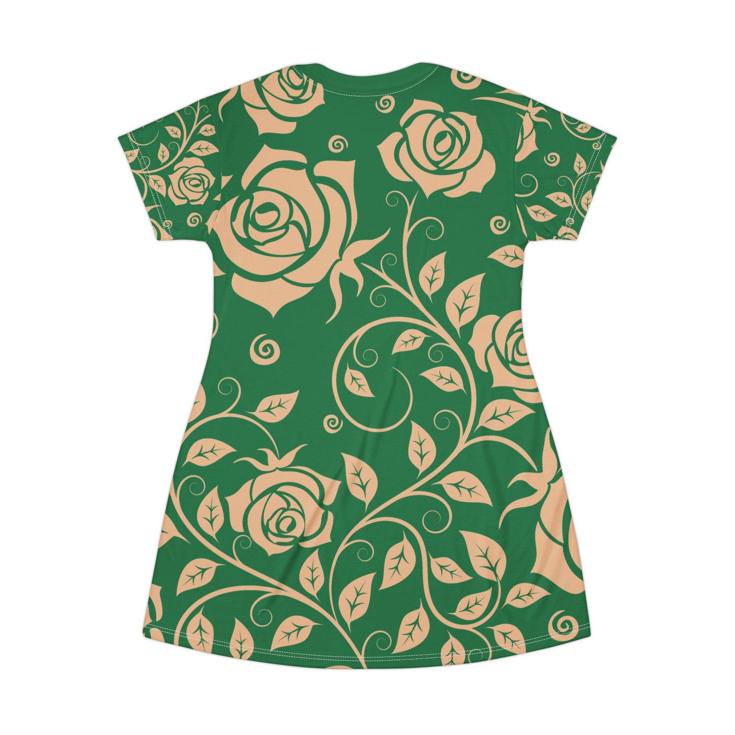 Grüner Damen Kleid Blumen T Shirt Style Sommer Boho Casual