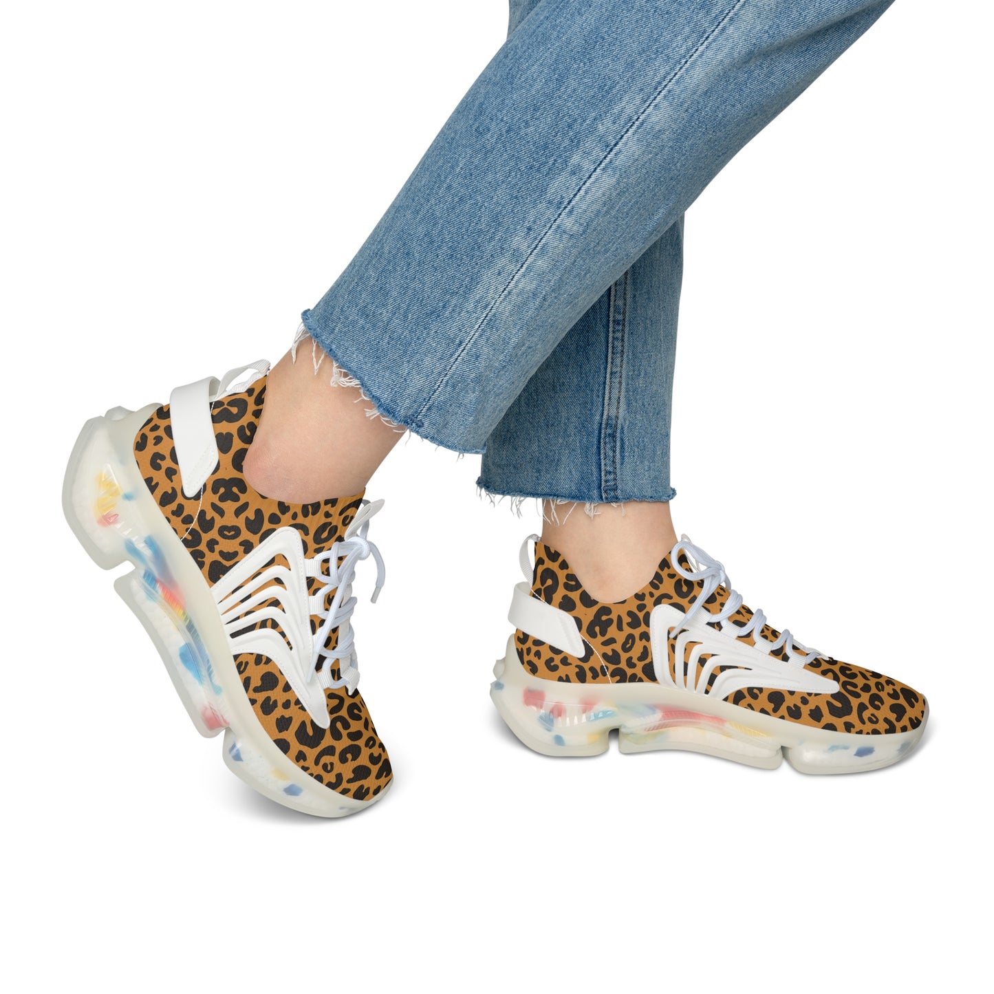 MauserDesign Damen Sneaker Leopard Mesh Atmungsaktiv Turnschuhe